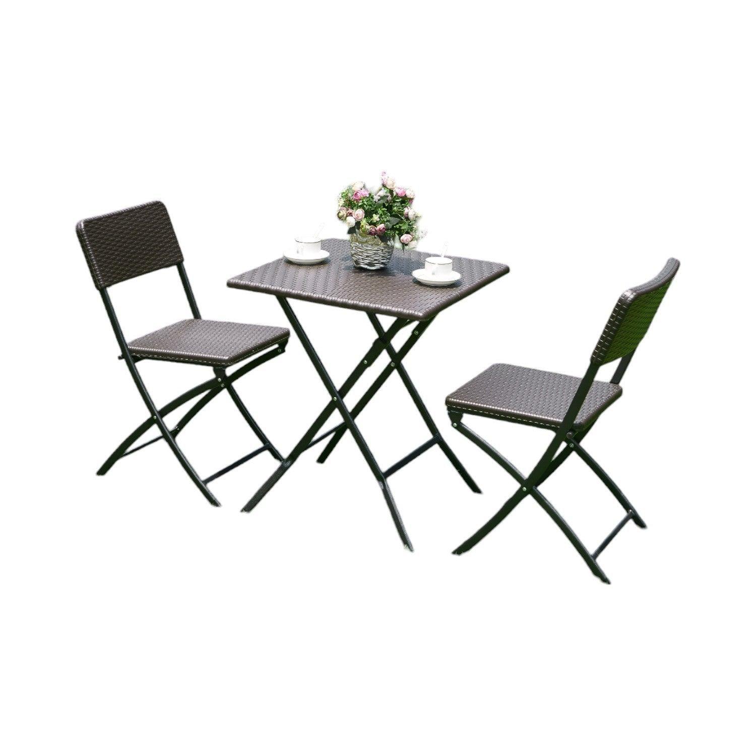 Set 2 Sillas + Mesa Cuadrada Plegable 62 cm Rattan Northwest-0