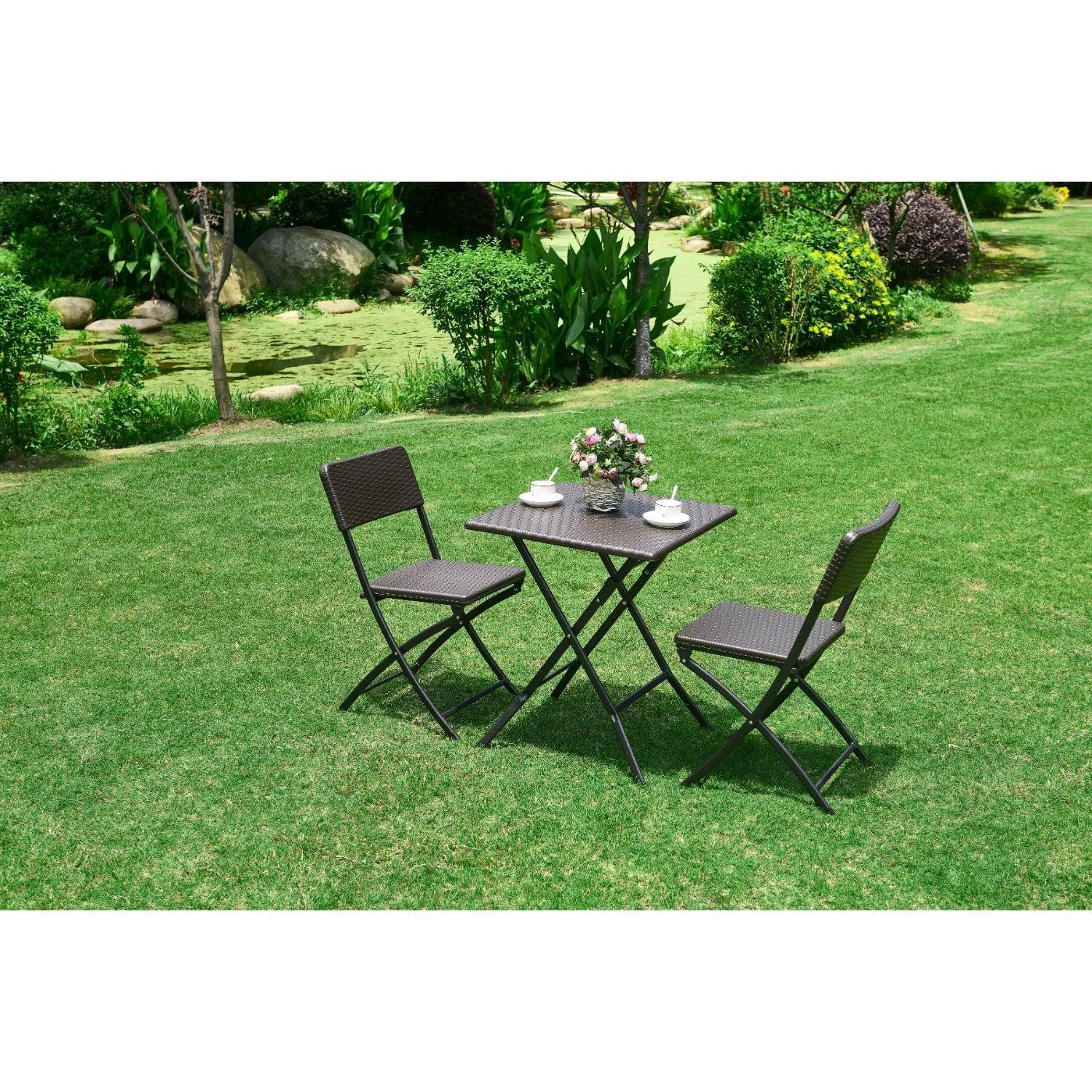Set 2 Sillas + Mesa Cuadrada Plegable 62 cm Rattan Northwest-5
