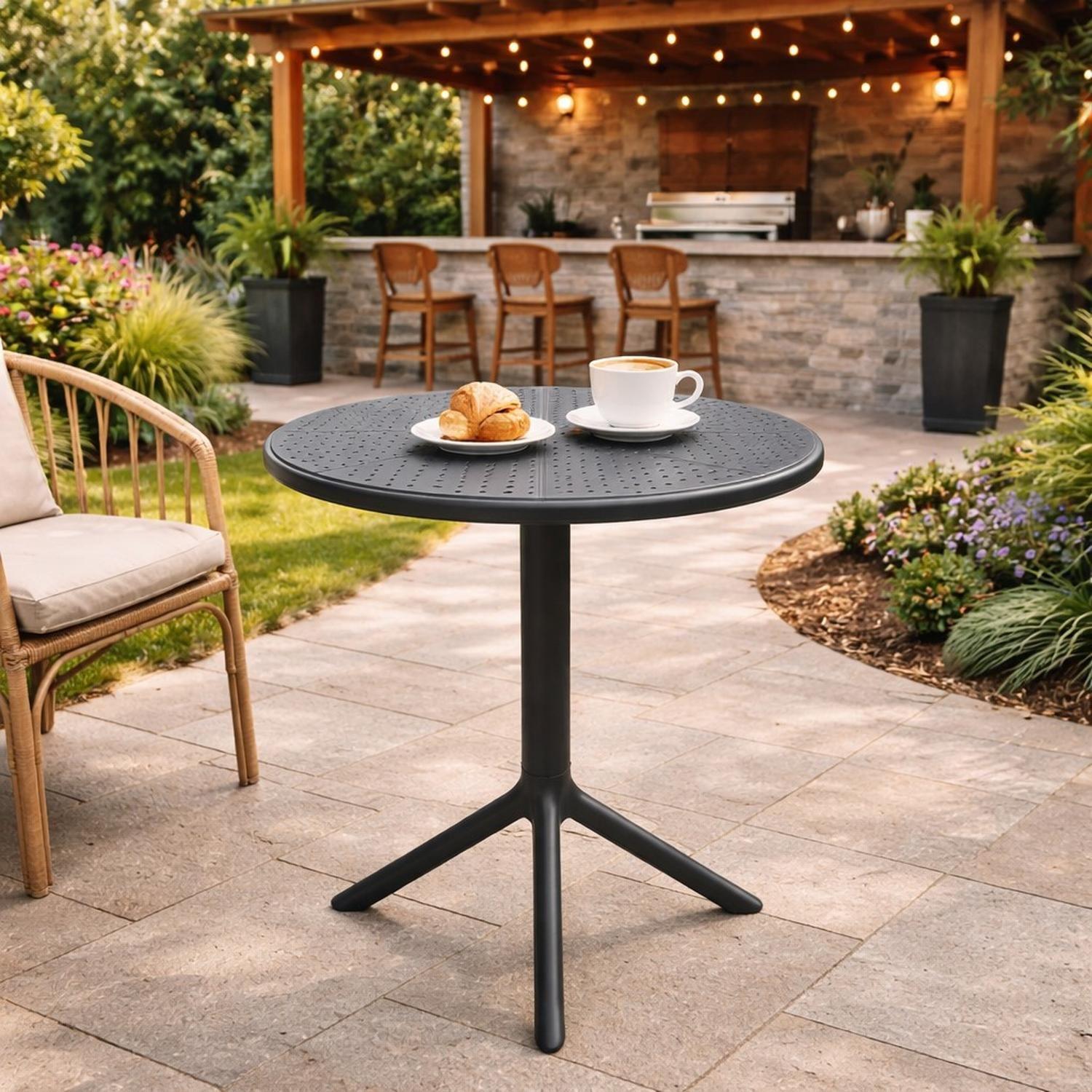 Mesa Cocina Terraza Jardín Redonda Rostad 77x60x60cm Gris-3