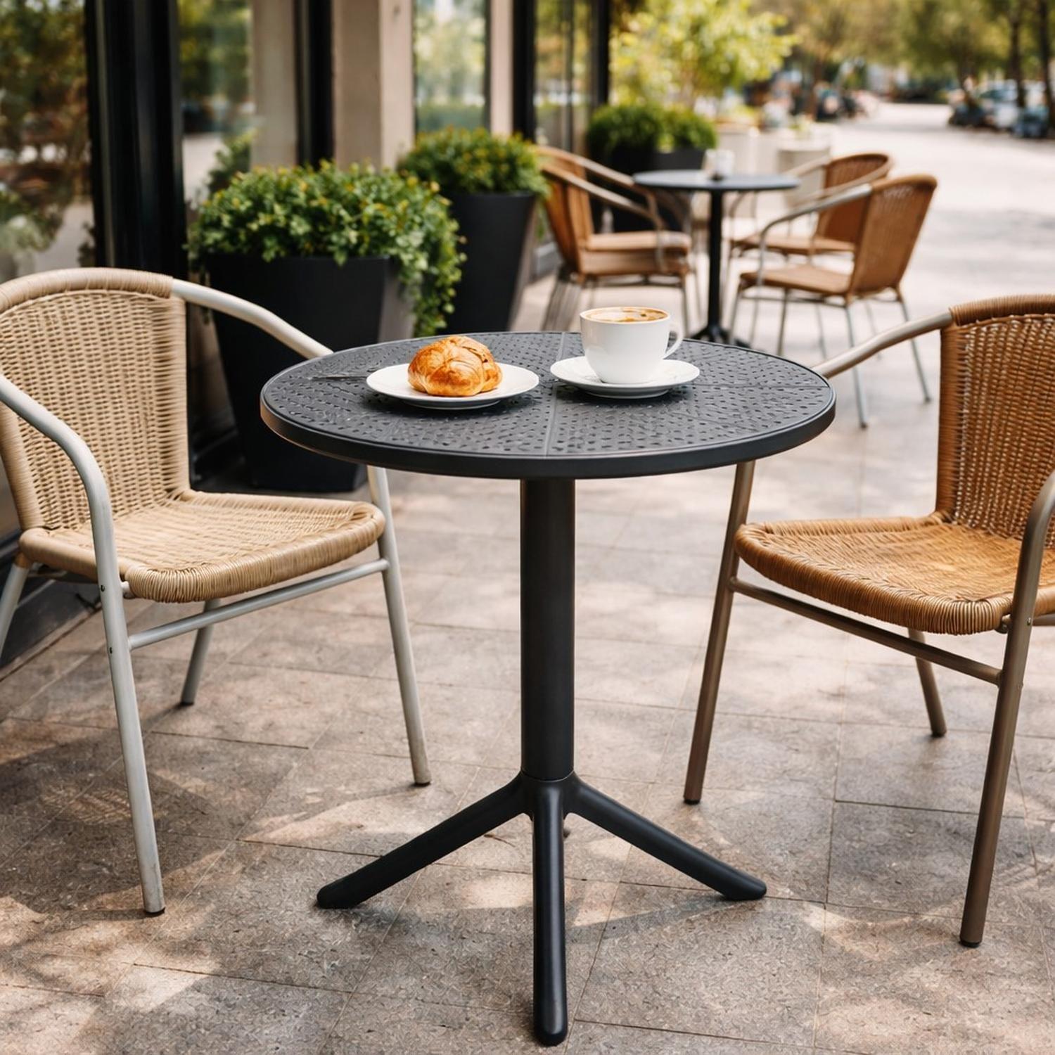 Mesa Cocina Terraza Jardín Redonda Rostad 77x60x60cm Gris-4