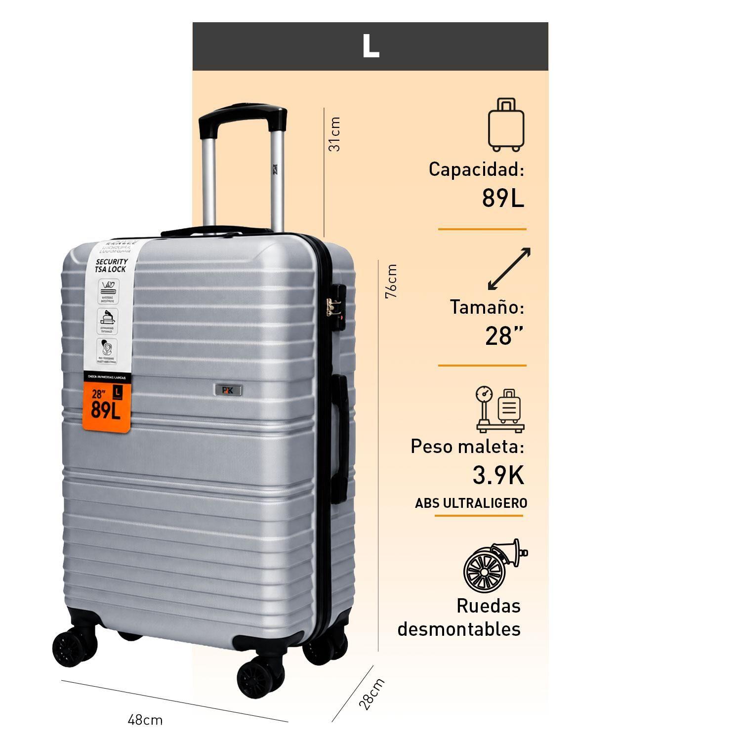 Maleta North Pak Rigida Resistente Ultraliviana 28" 89L Plata-5