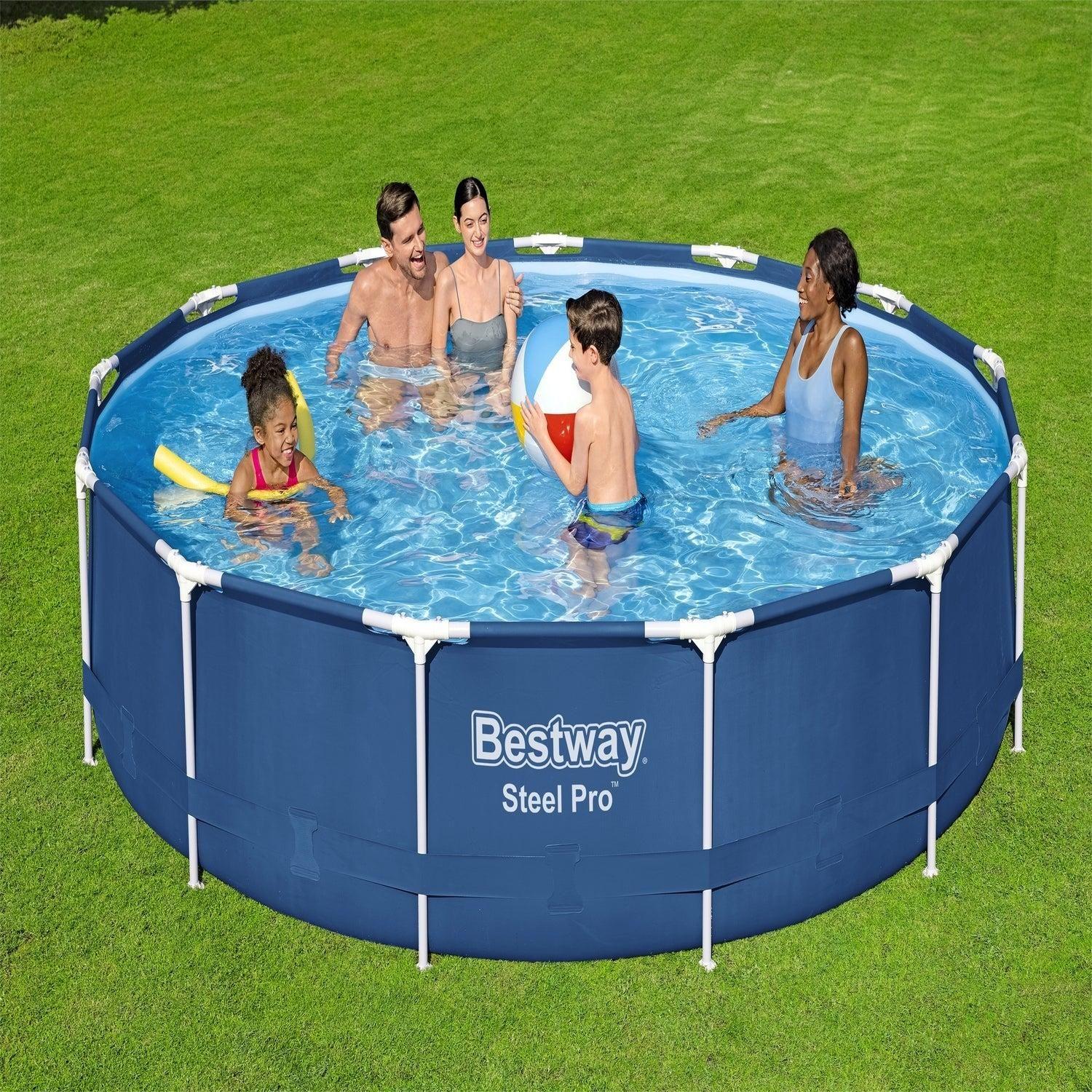 Piscina Bestway Redonda Steel Pro con filtro 3.96MX84Cm Azul-5