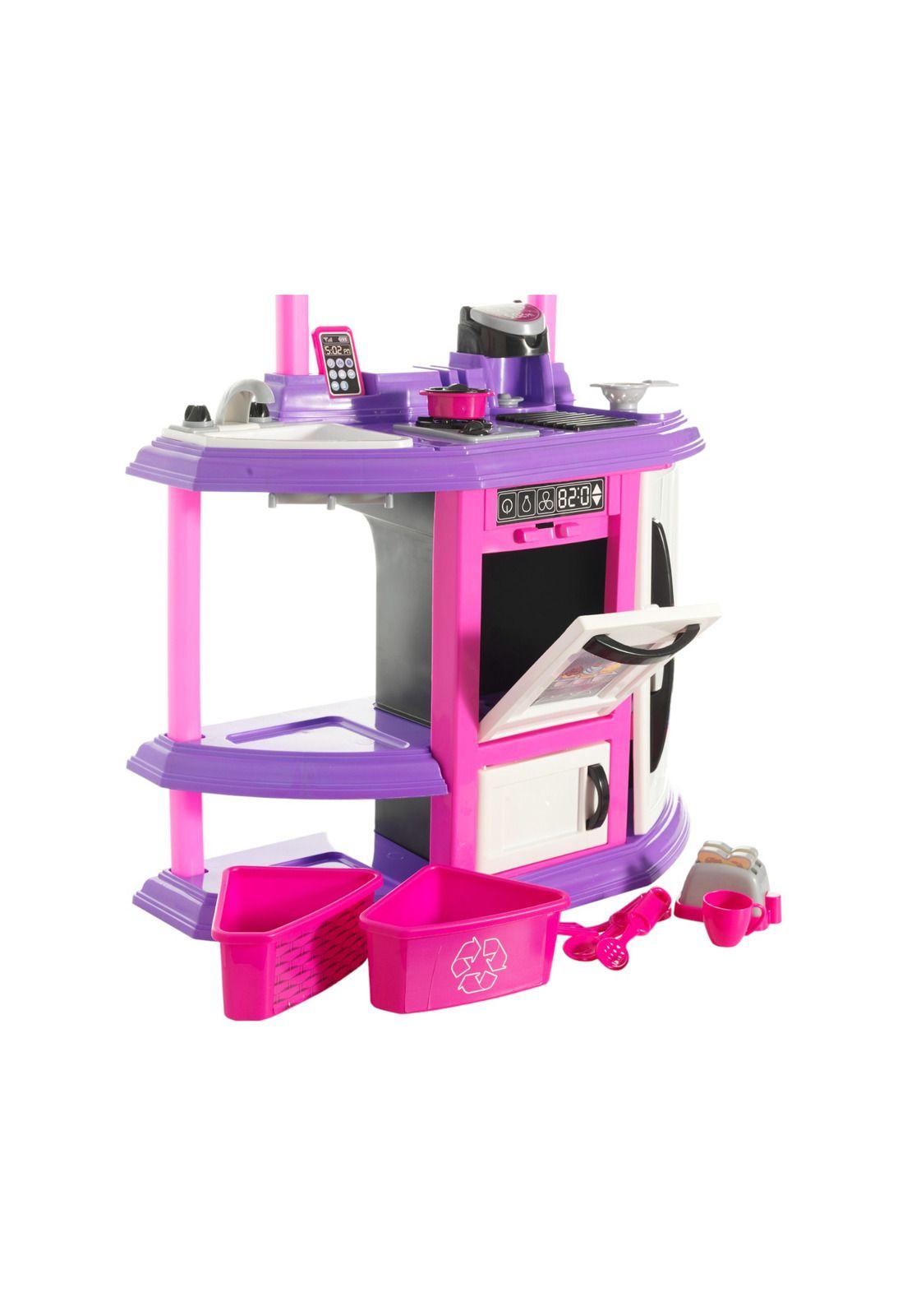 Cocina Juguete Plastica Rosada + Accesorios 73x30x87Cms-2