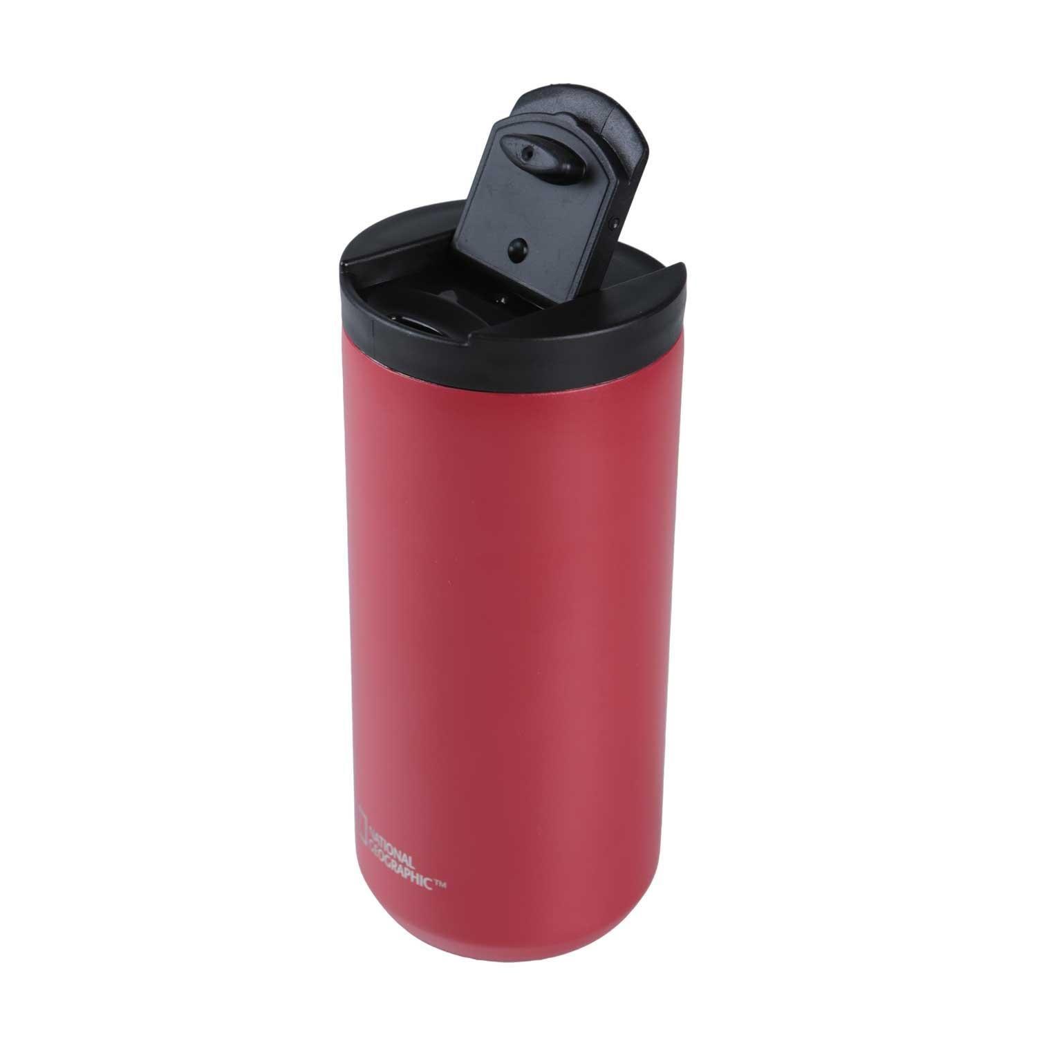 Mug Acero Inoxidable Tapa Flip Antideslizante 350ml Rojo-2
