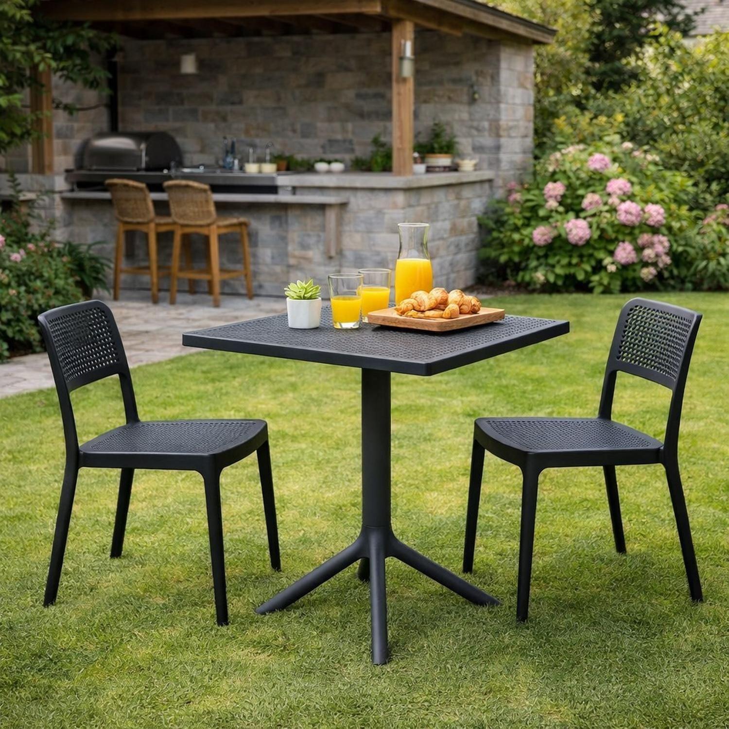 Mesa Cocina Terraza Jardín Cuadrada Sander 76x60x60 Gris-4