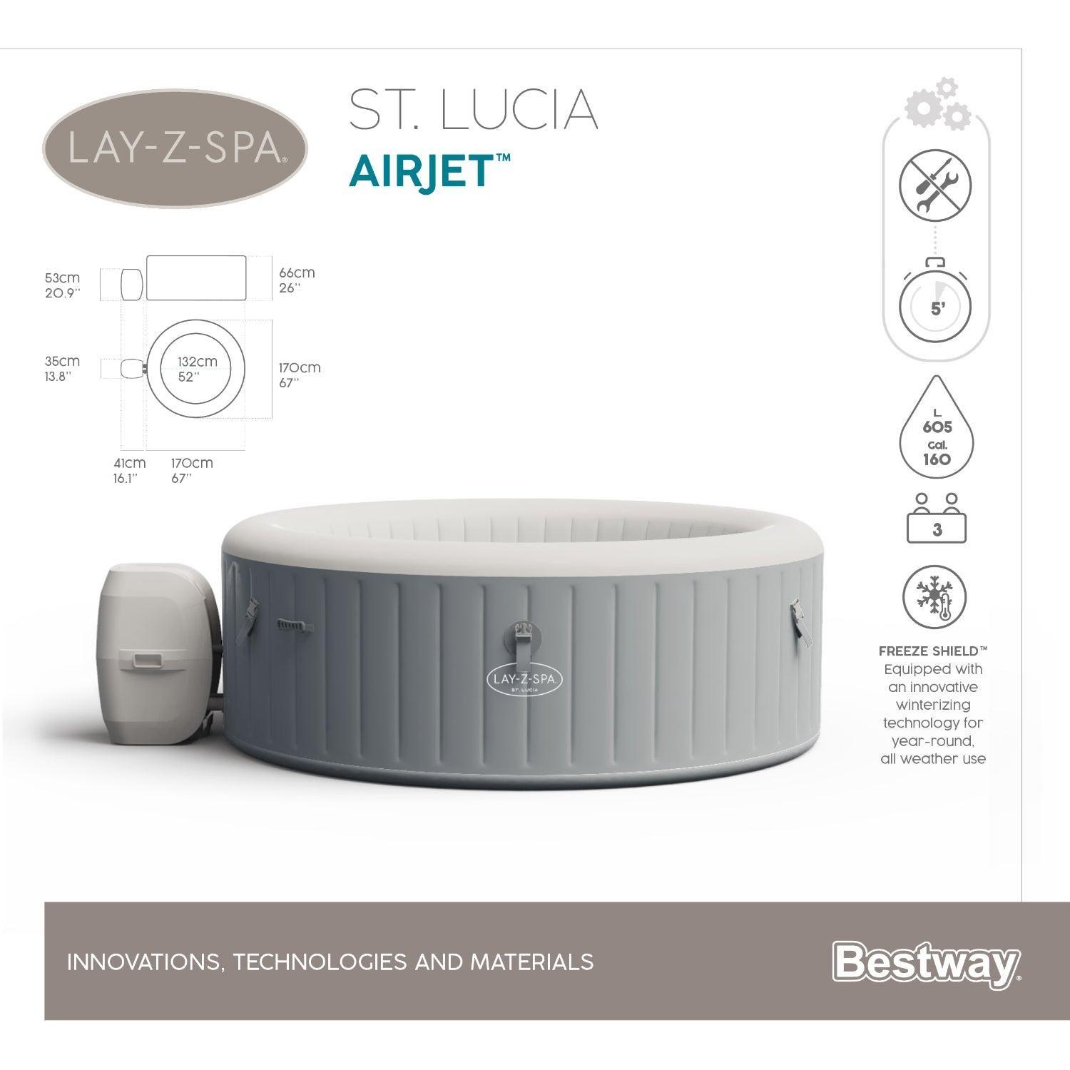 Hot Tub Spa Jacuzzi Inflable St. Lucia 3 Personas Bestway-4