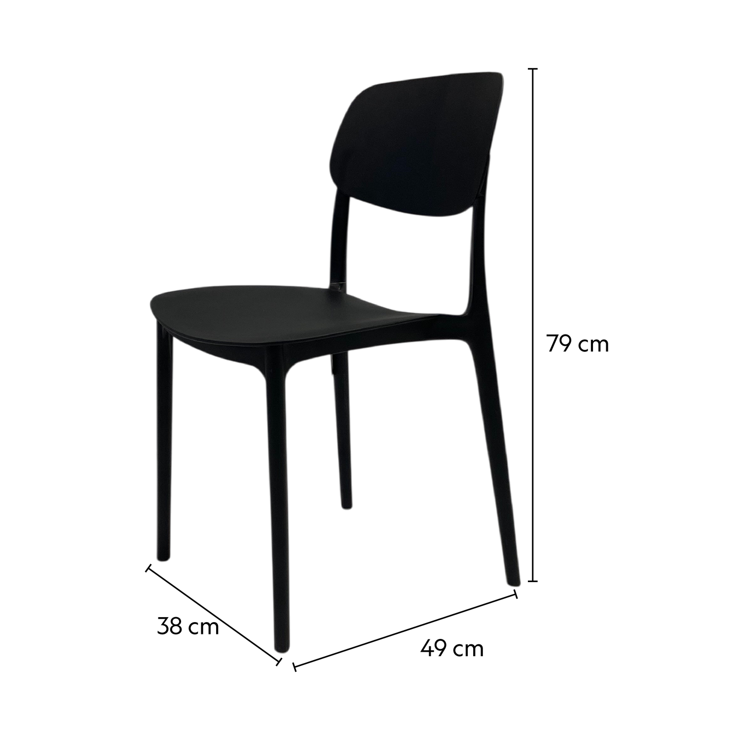 Silla Plástico Apilable Deco Estocolmo Negro Escandinavia-4