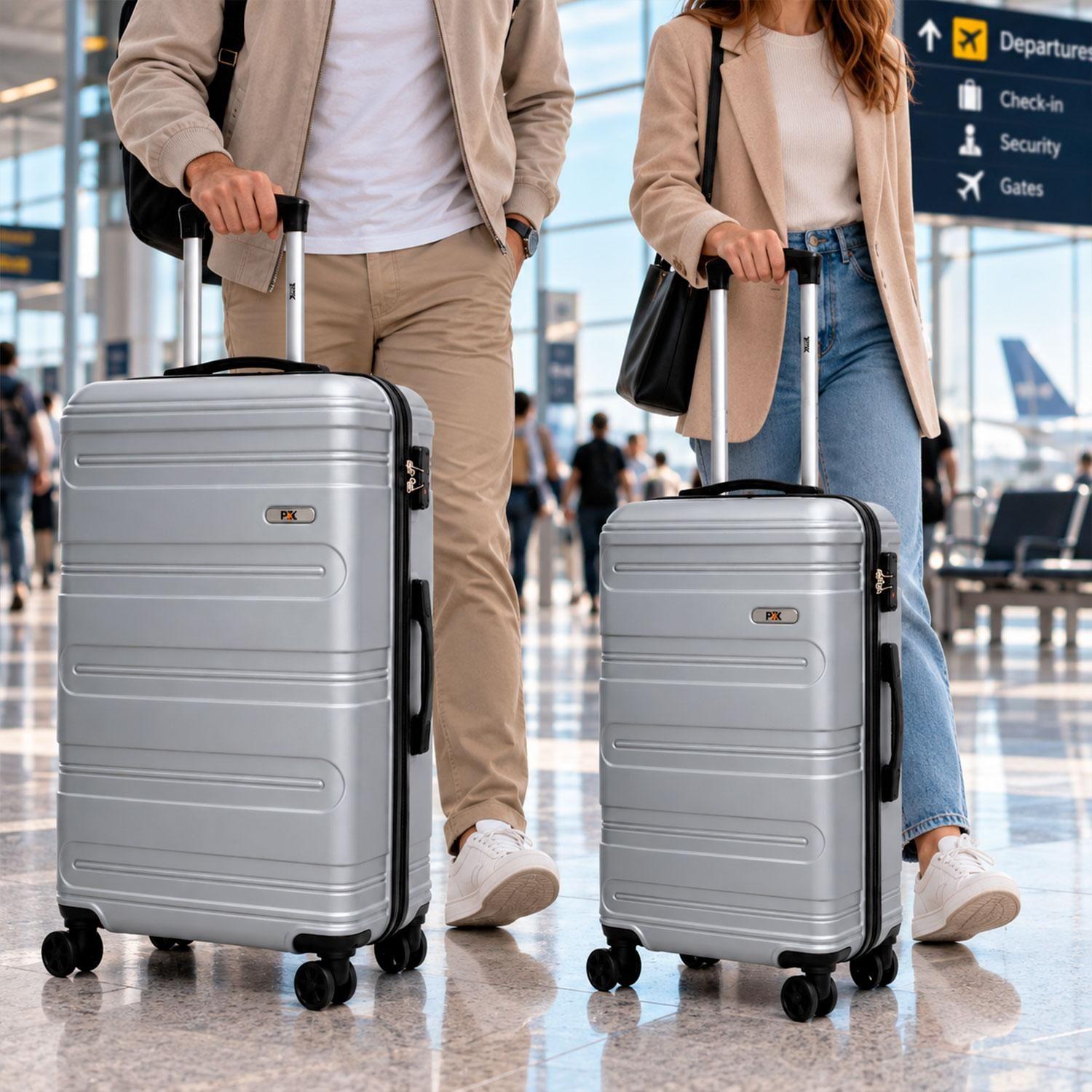 Set 2 Maletas Northpak Resistente Ultraliviana 24"+28" Plata-2