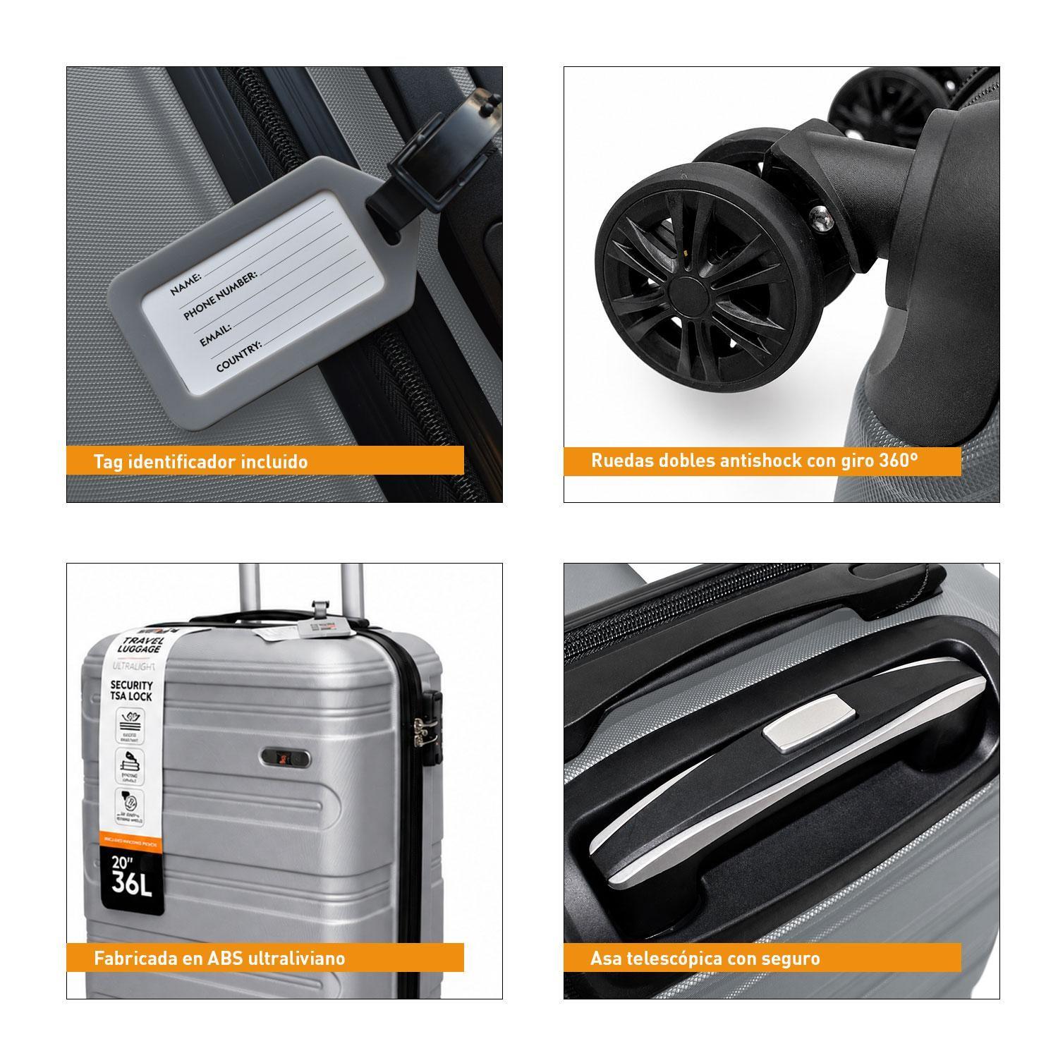 Set 2 Maletas Northpak Resistente Ultraliviana 24"+28" Plata-3