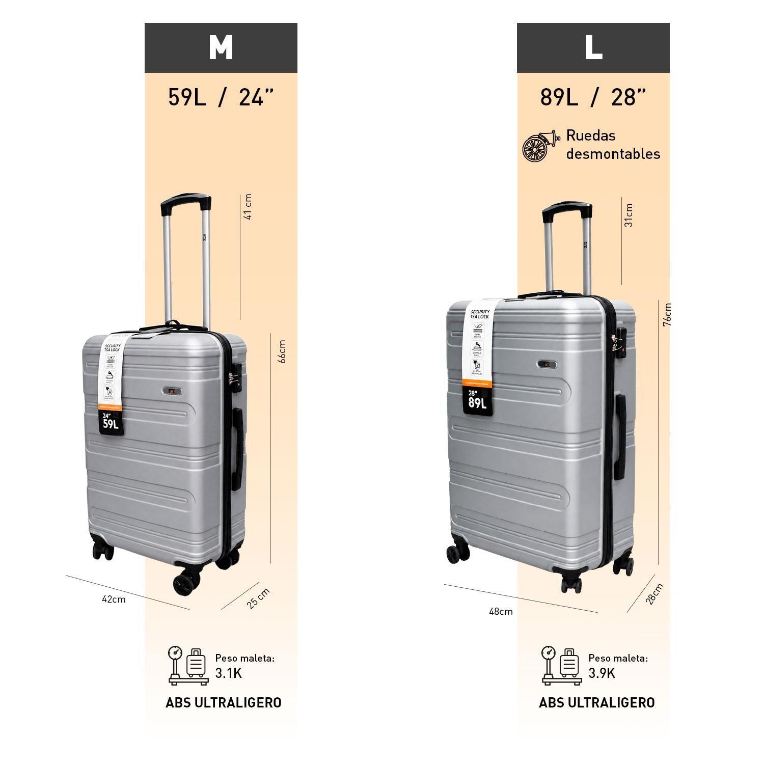 Set 2 Maletas Northpak Resistente Ultraliviana 24"+28" Plata-6