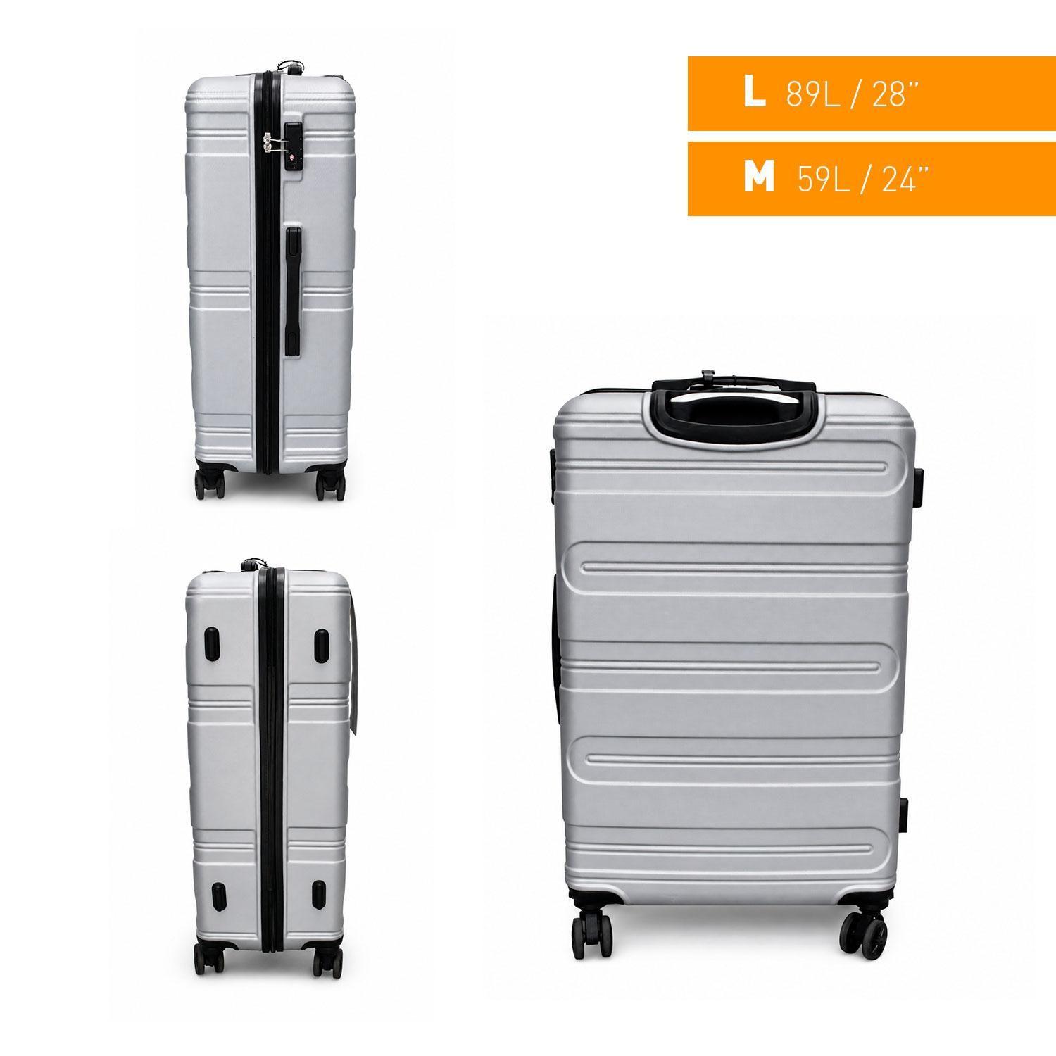 Set 2 Maletas Northpak Resistente Ultraliviana 24"+28" Plata-7