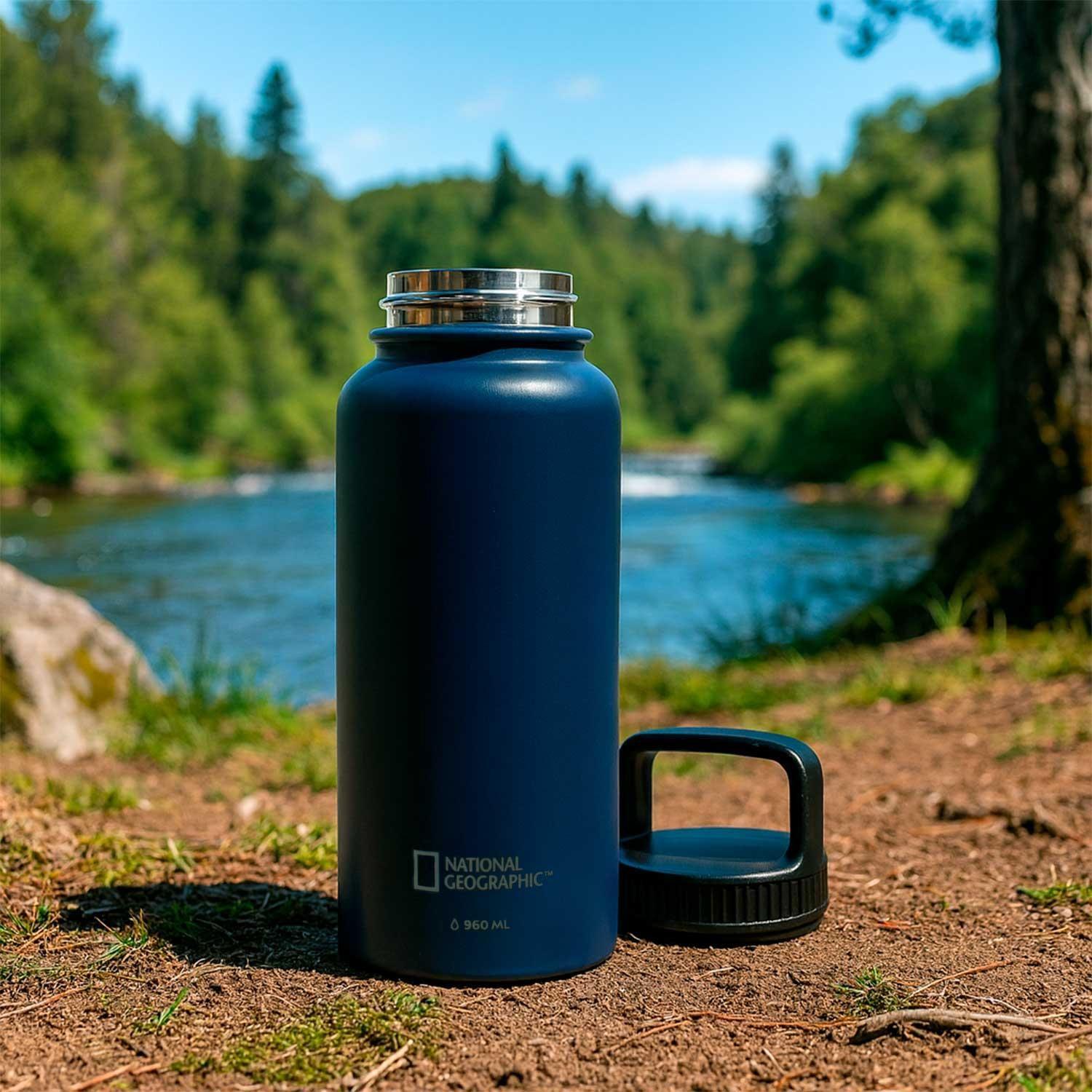 Botella Metálica Térmica Boca Ancha 960ml Azul-4