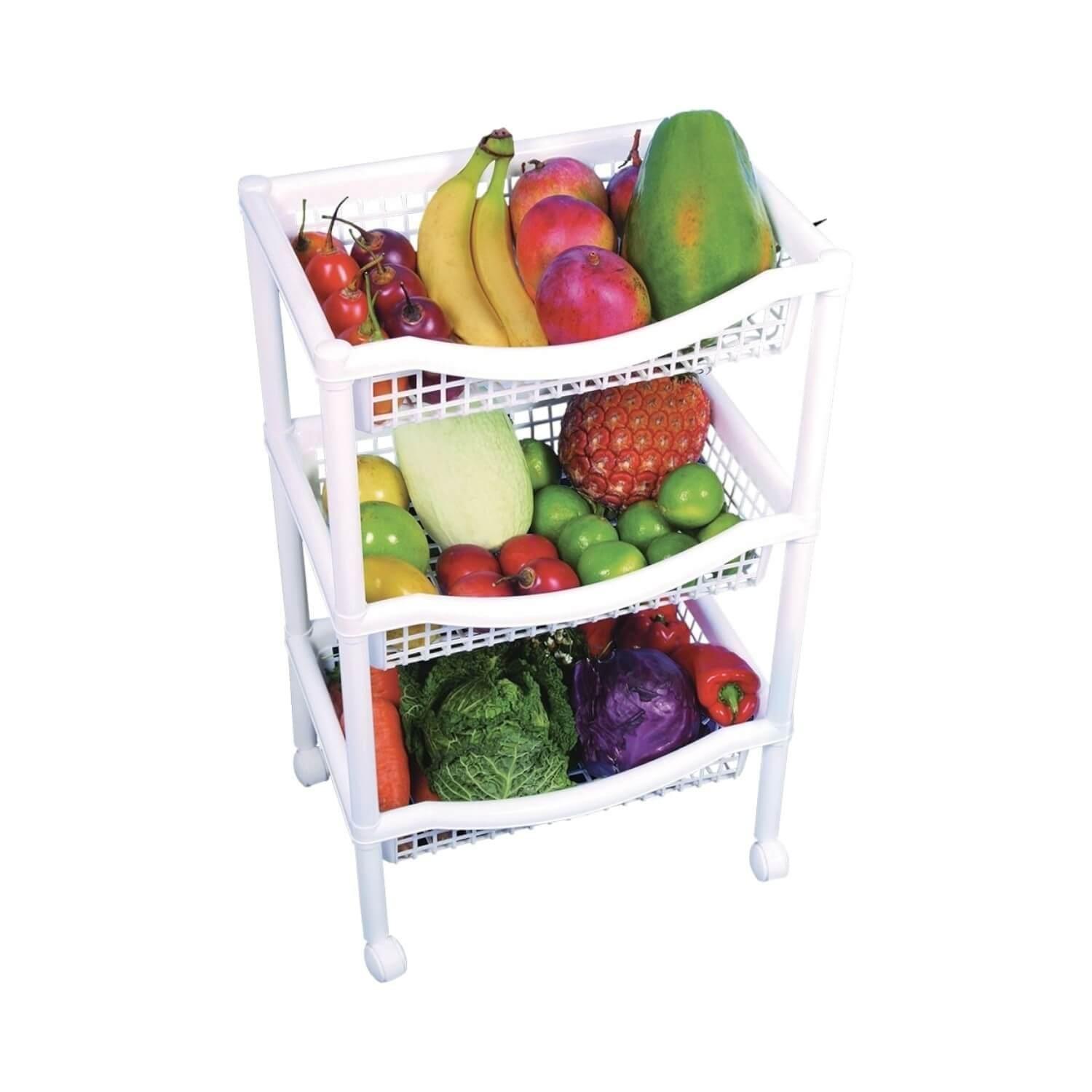 Carro verdulero plastico Blanco 3 canastos 45x31x72 cm Rimax-1