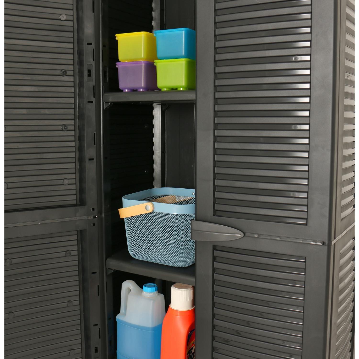 Armario Closet Plástico Grande Multiuso Negro 68x39x171,5cm-5