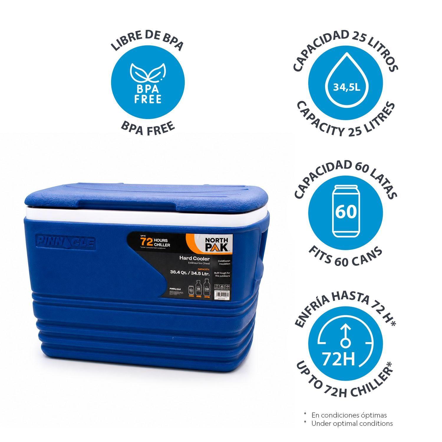 Cooler Nevera Portátil Eskimo 34.5 Litros Azul NorthPak-4