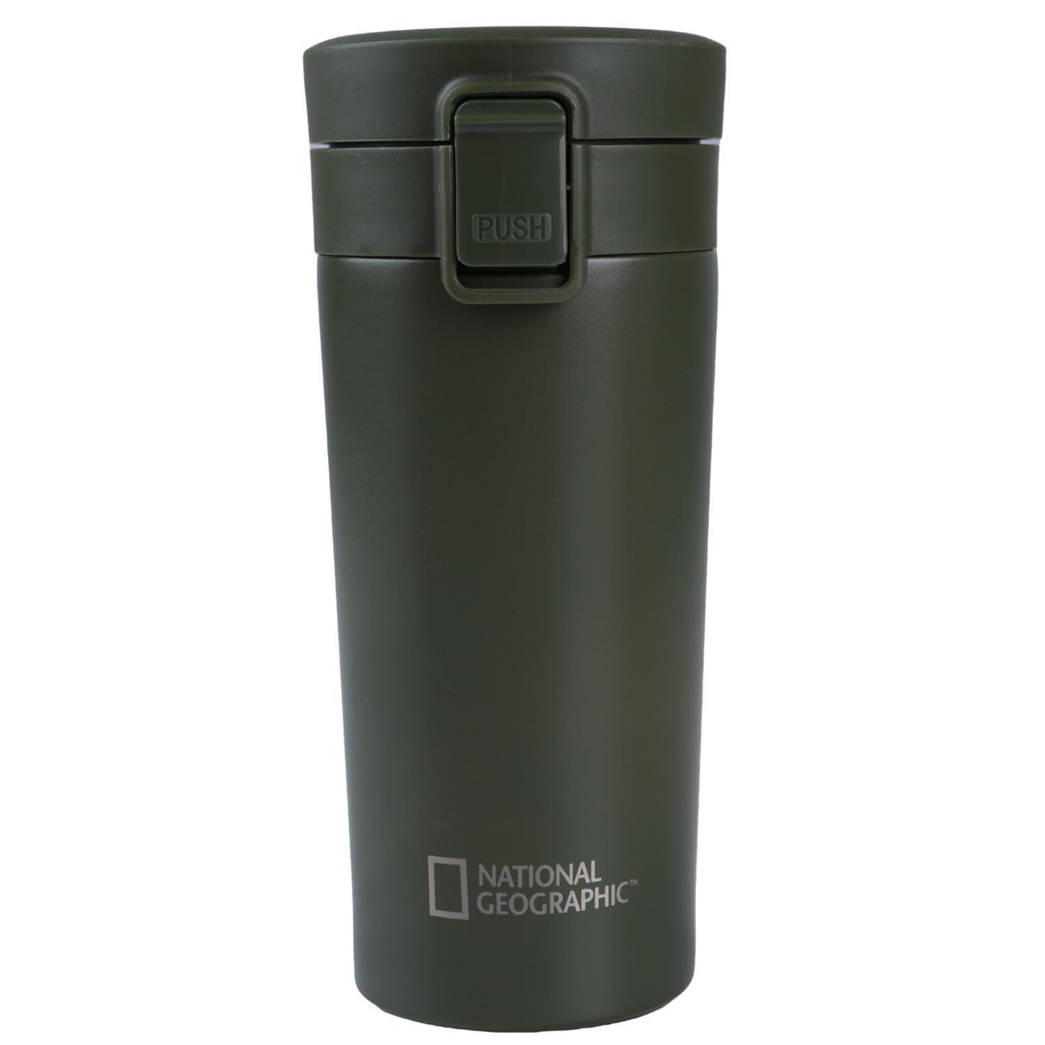 Mug Acero Inoxidable Tapa Con Pulsador y Antideslizante 380ml Verde-2
