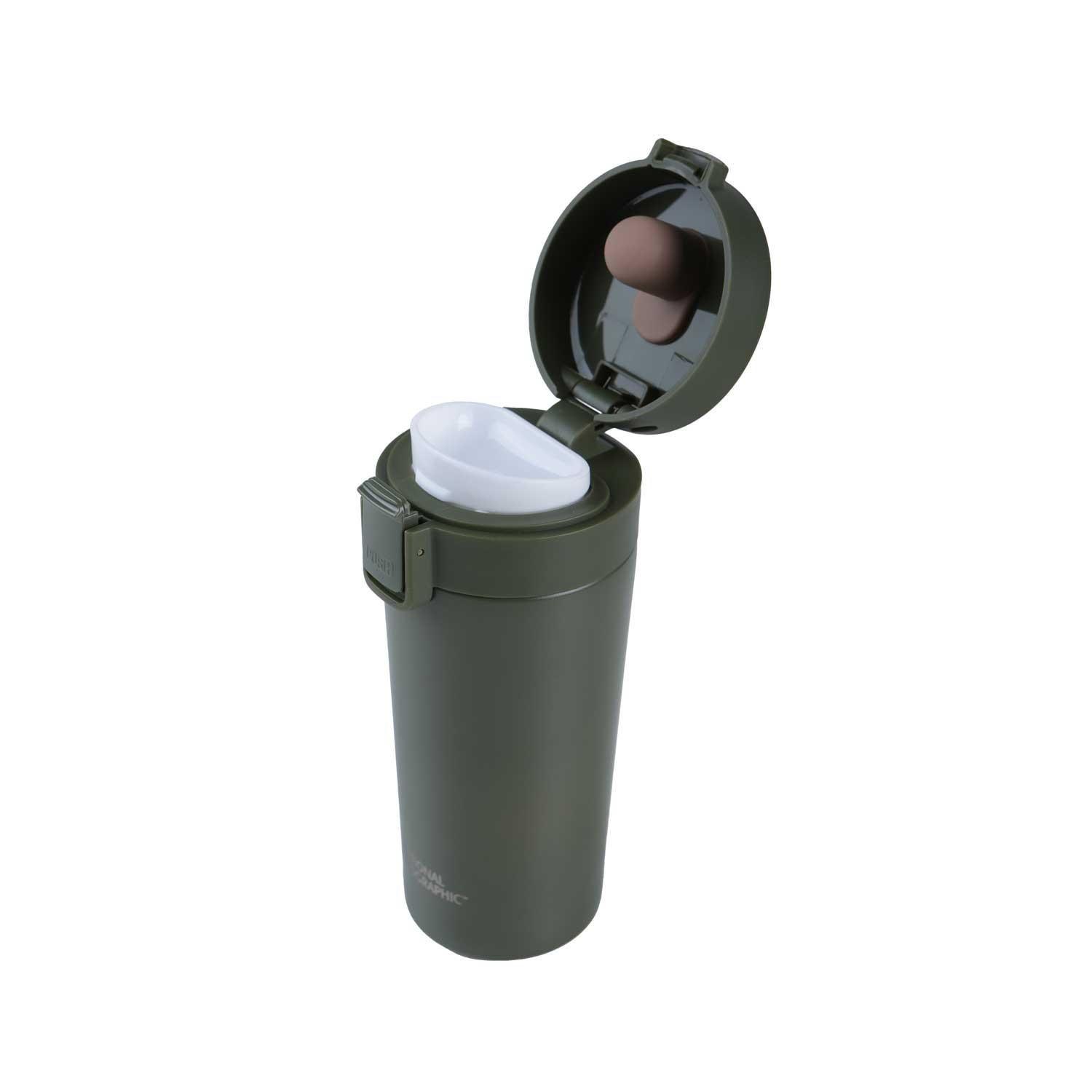 Mug Acero Inoxidable Tapa Con Pulsador y Antideslizante 380ml Verde-2