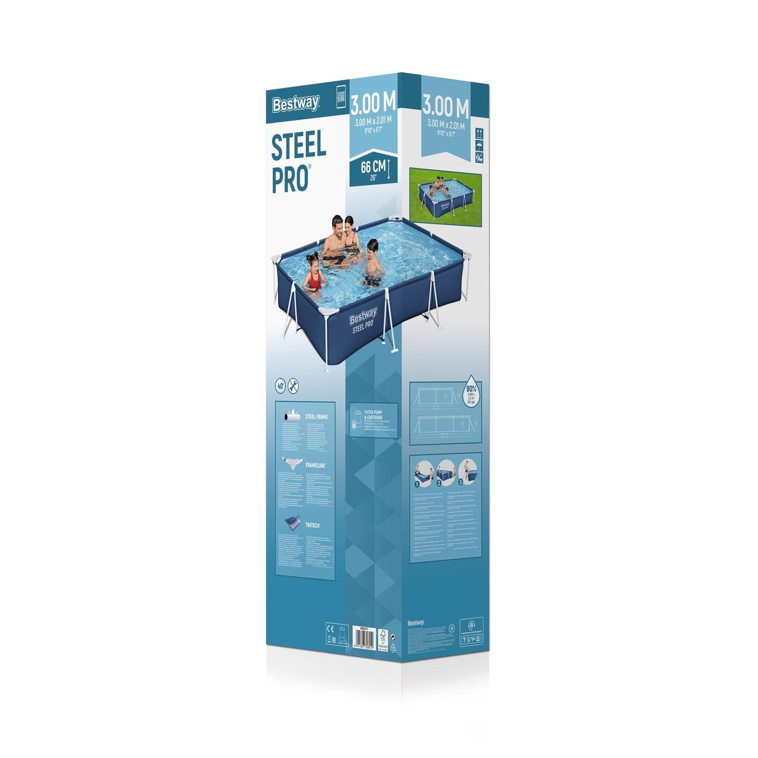 Piscina Bestway Rectangular con filtro 3.00m x 2.01m x 66cm-2