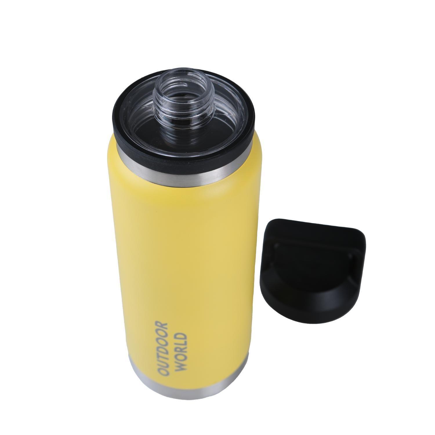 Botella Metálica Térmica Doble Boca Ajustable Angosta y Ancha 800ml Amarillo-2