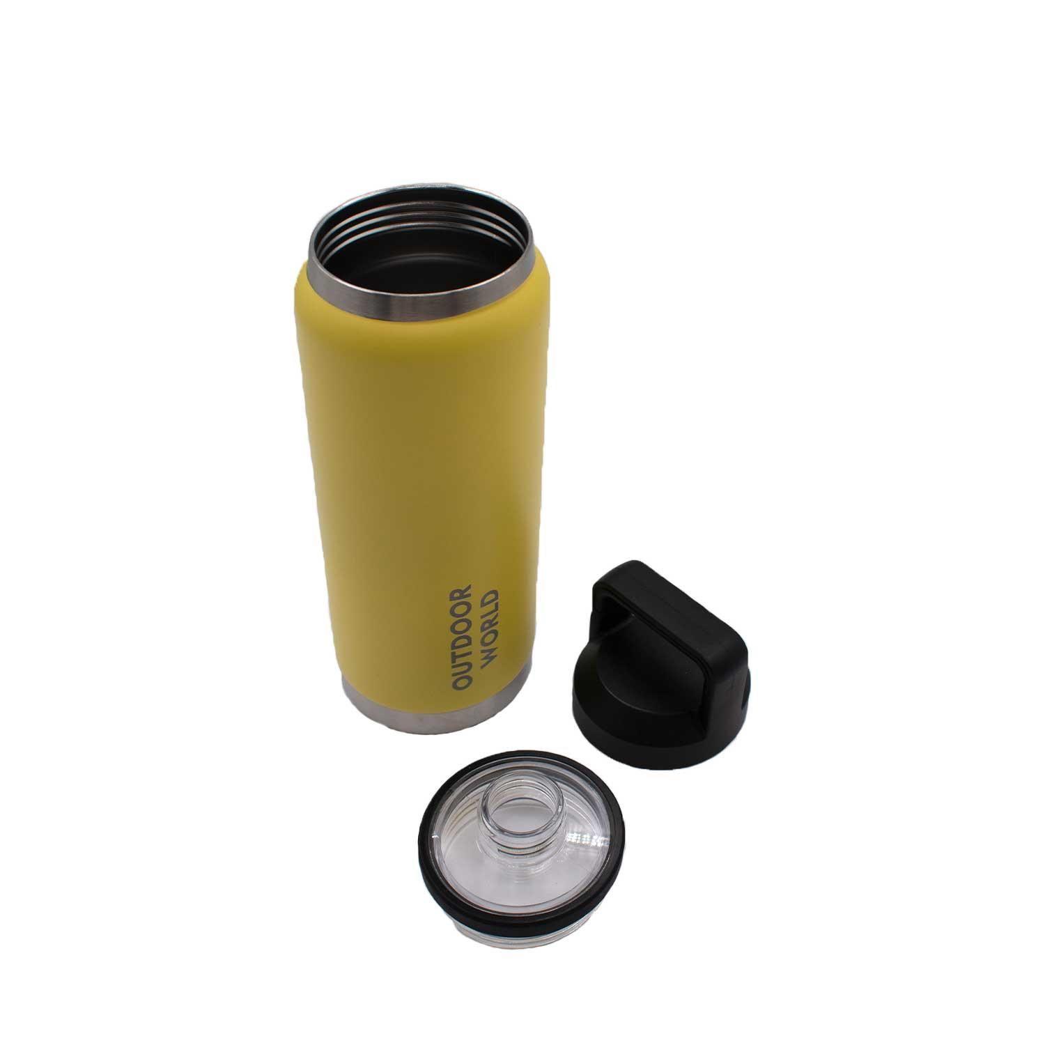 Botella Metálica Térmica Doble Boca Ajustable Angosta y Ancha 800ml Amarillo-3