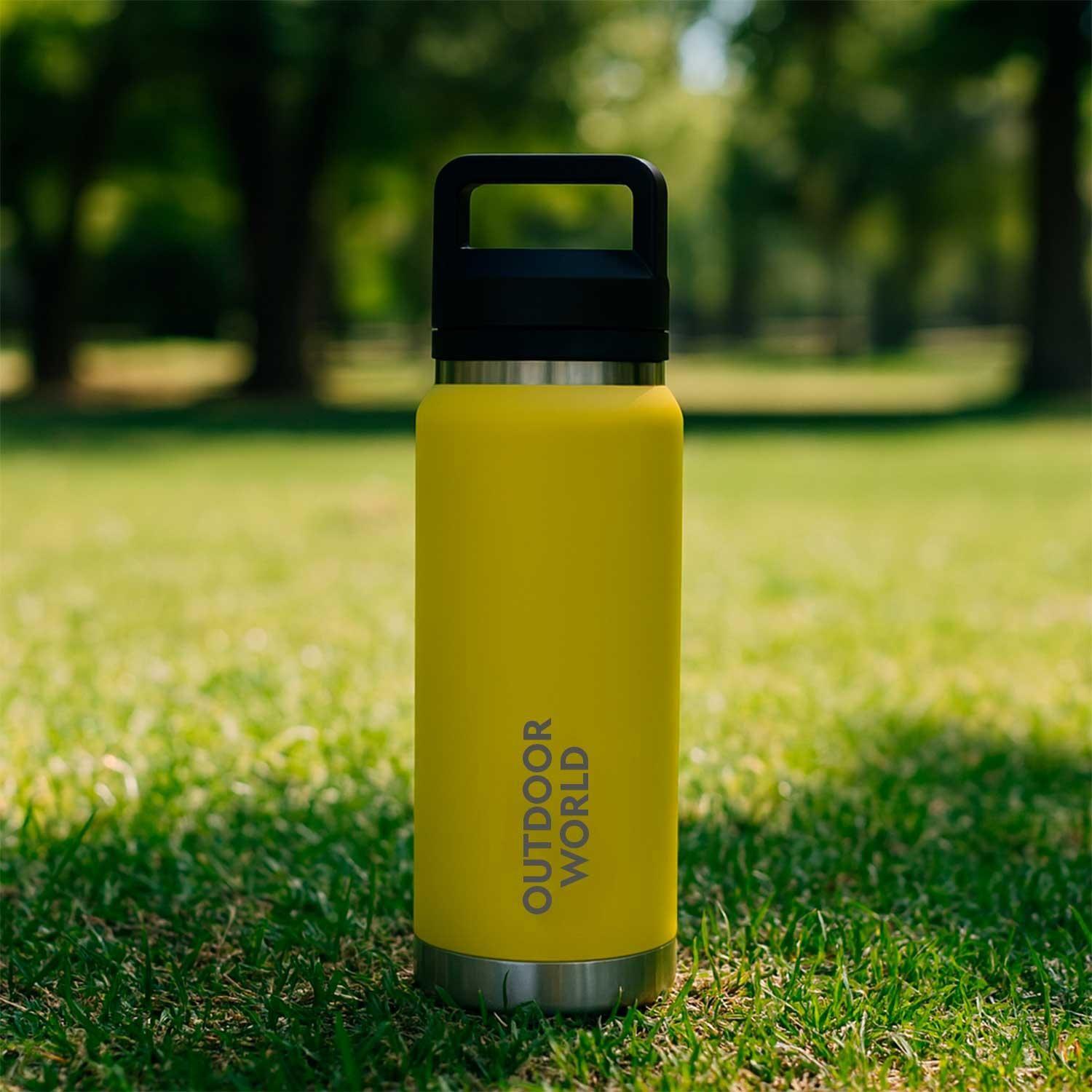 Botella Metálica Térmica Doble Boca Ajustable Angosta y Ancha 800ml Amarillo-6