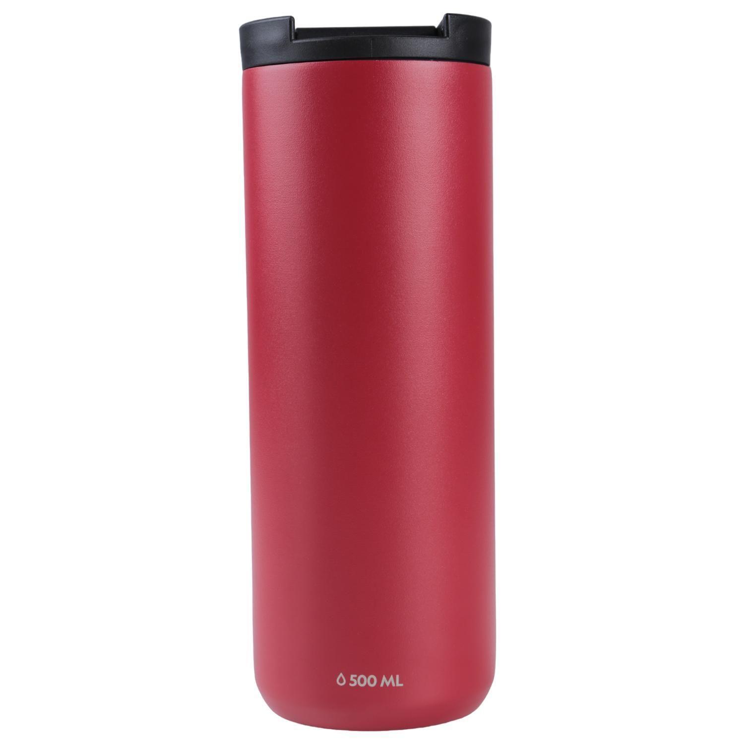 Mug Acero Inoxidable Tapa Flip Antideslizante 500ml Rojo-2