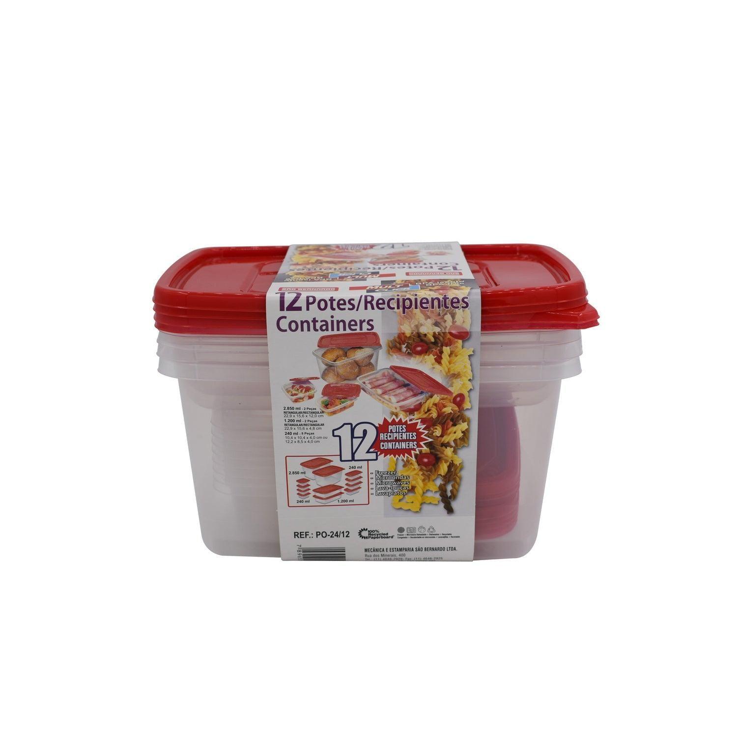 Set De 12 Contenedores De Plastico Tapa Roja San Bernardo-2