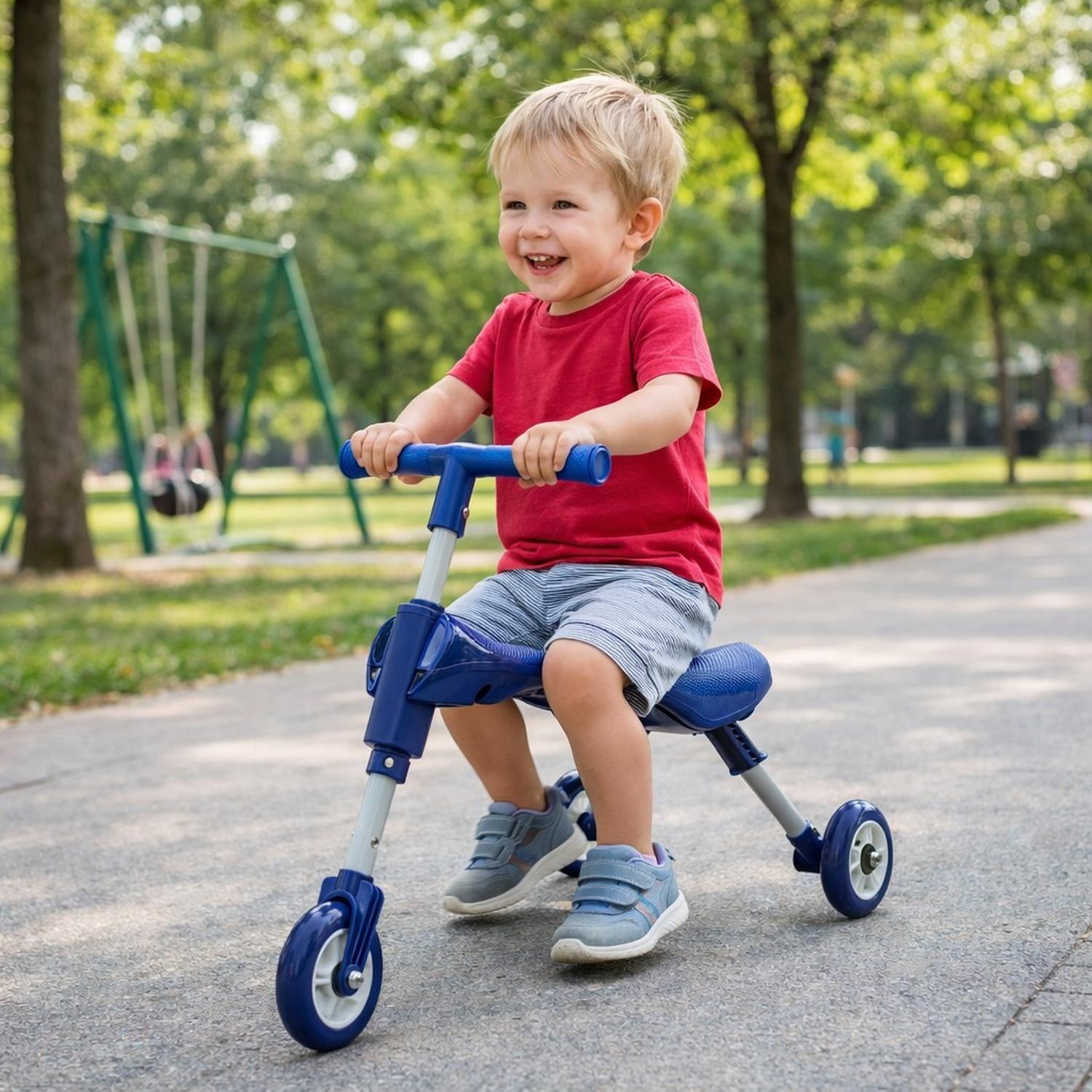 Triciclo Bicicleta Aprendizaje Plegable Sin Pedales Azul Bex-5