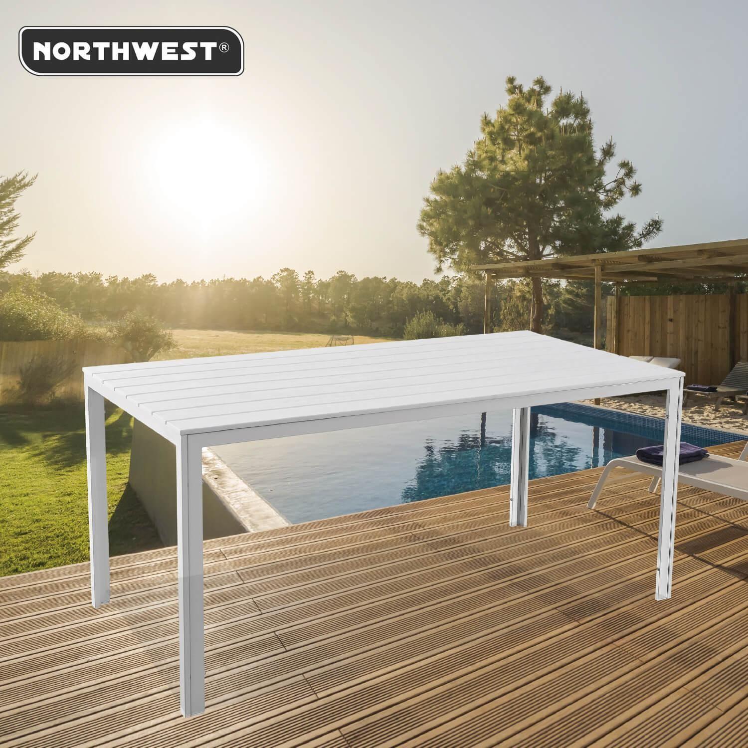 Mesa Terraza Polywood Impermeable 156x78cm Blanca Northwest-3