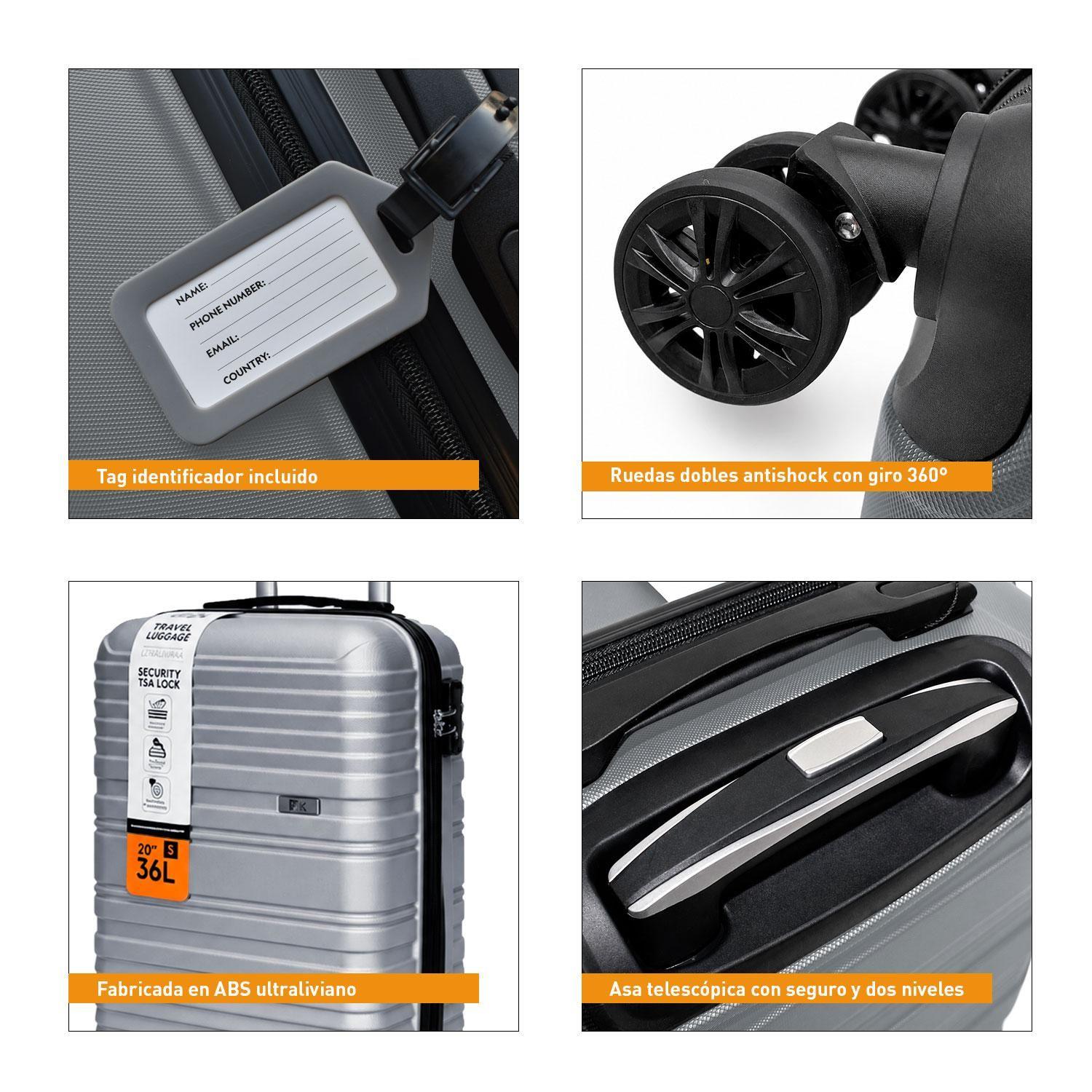 Maleta North Pak Viaje Cabina Equipaje Mano 20" 36L Plata-3
