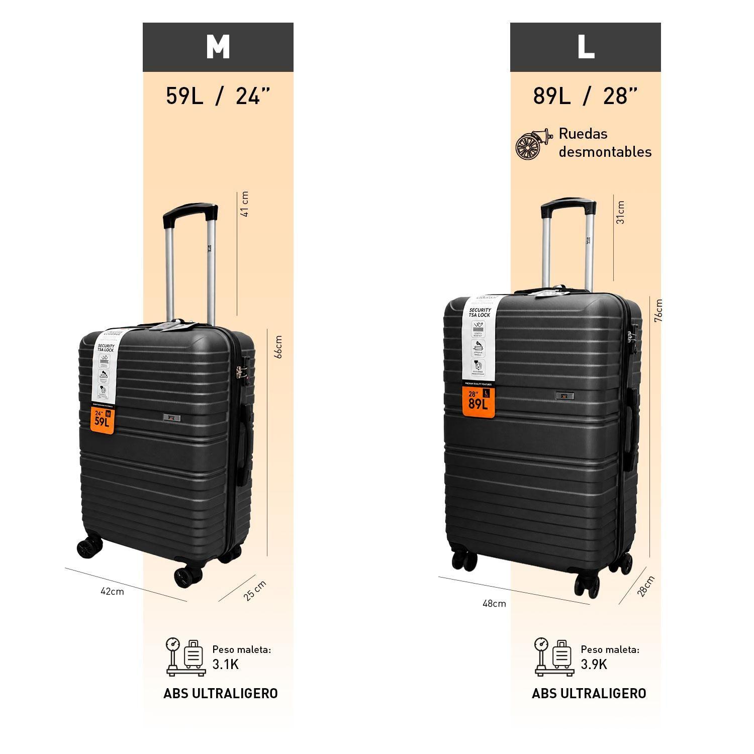 Set 2 Maletas Northpak Resistente Ultraliviana 24"+28" Gris-6