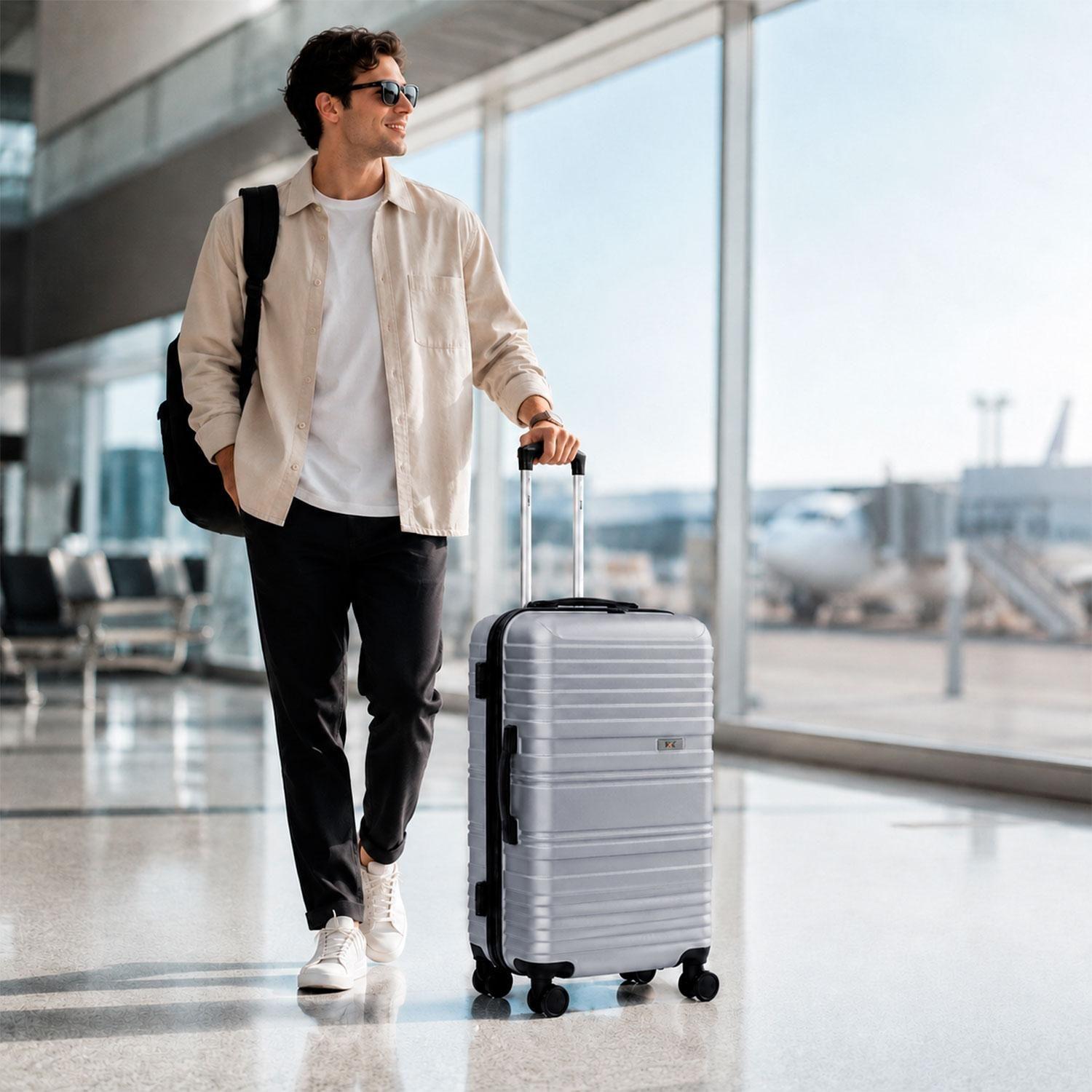 Maleta North Pak Rigida Resistente Ultraliviana 24" 59L Plata-2