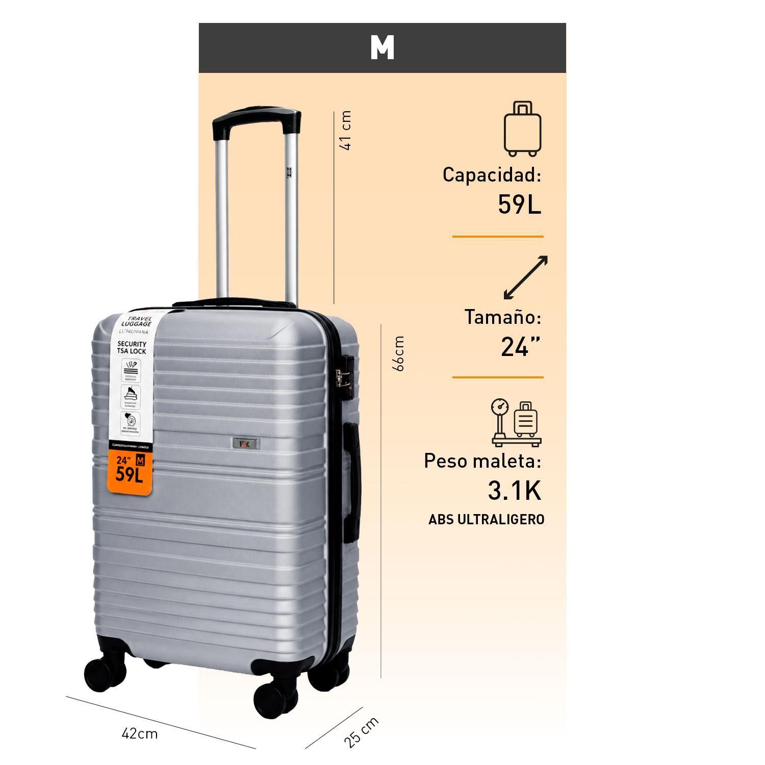 Maleta North Pak Rigida Resistente Ultraliviana 24" 59L Plata-5