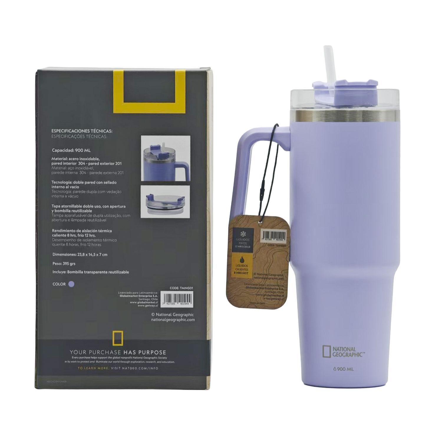 Botella Vaso Termico Mango 900ML Lila National Geographic-5