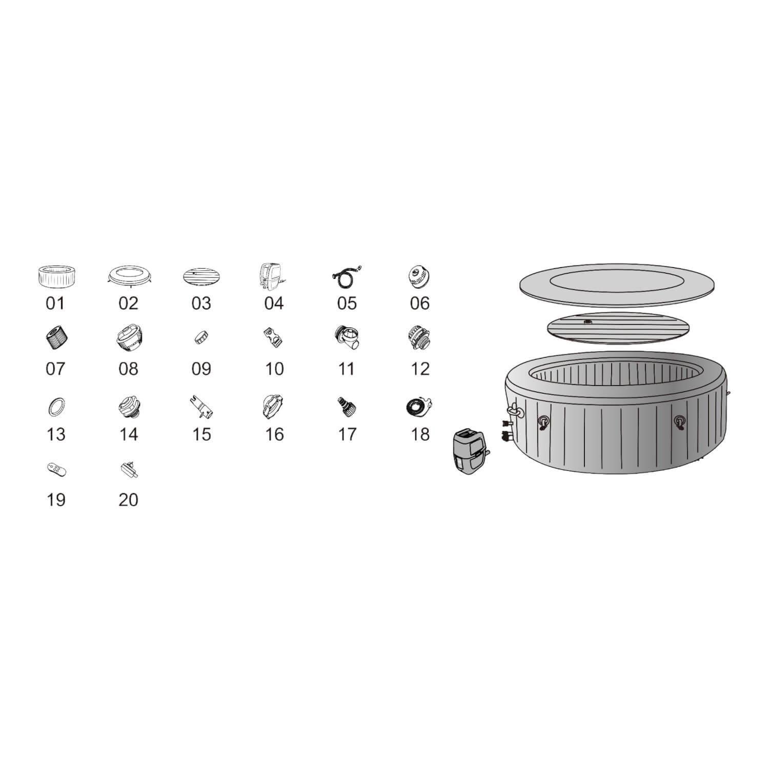 Hot Tub Spa Jacuzzi Inflable Bali Airjet 4 Personas Bestway-8