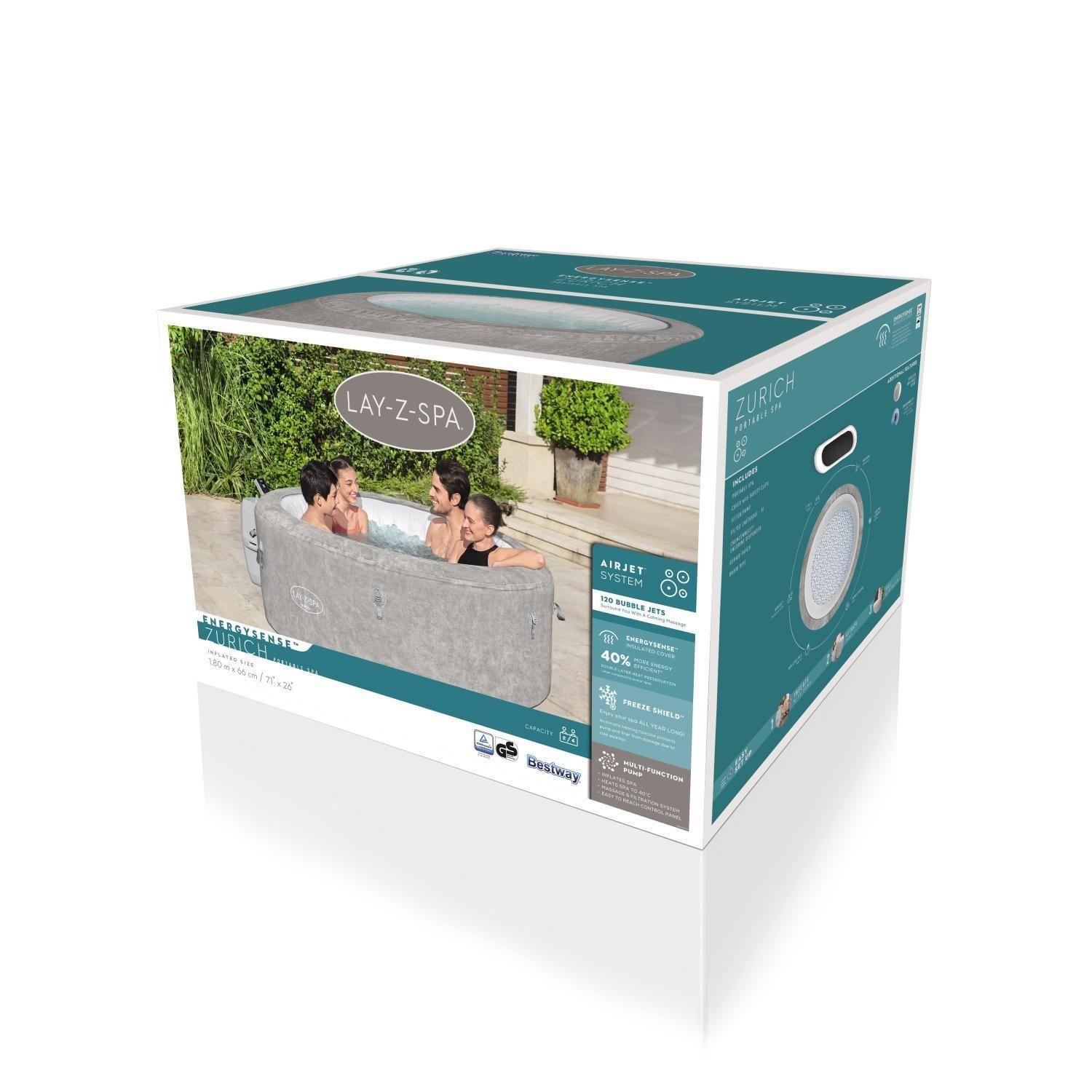 Hot Tub Spa Inflable Zurich Airjet EnergySense Lay-Z-Spa® 1.80M X 66Cm 4 Personas / 669 L-3