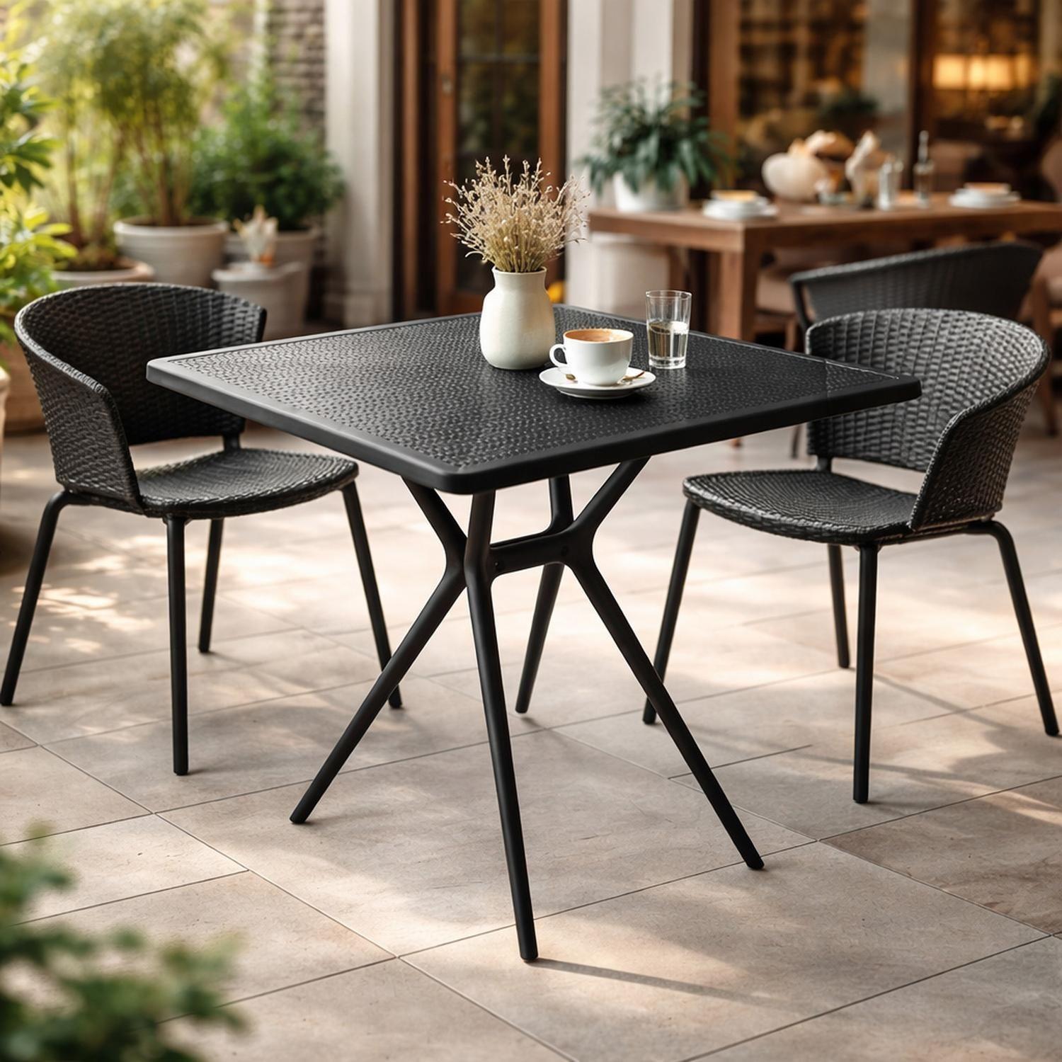 Mesa Cocina Terraza Jardín Cuadrada Elvan 71x70x70 Negra-3