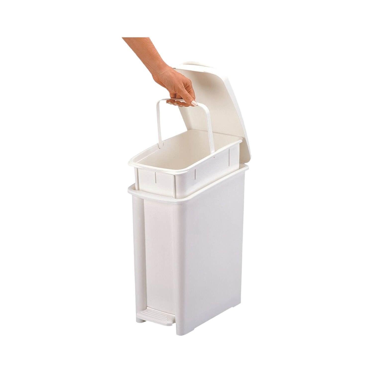 Basurero Plastico con pedal Blanco 10 Lts Rimax-2
