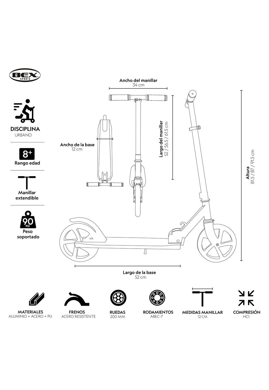 Scooter Sport Route Plegable Rueda Grande Bex -8