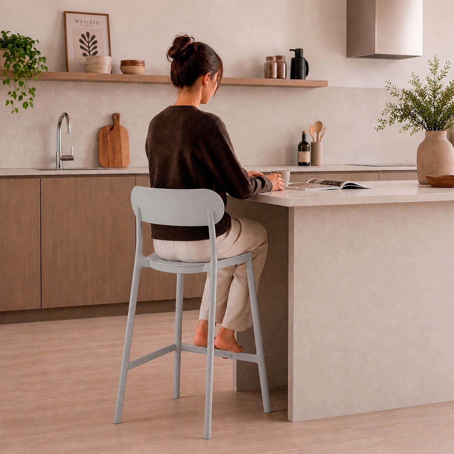 Piso Taburete Silla alta bar cocina Oslo 65cm Gris-5