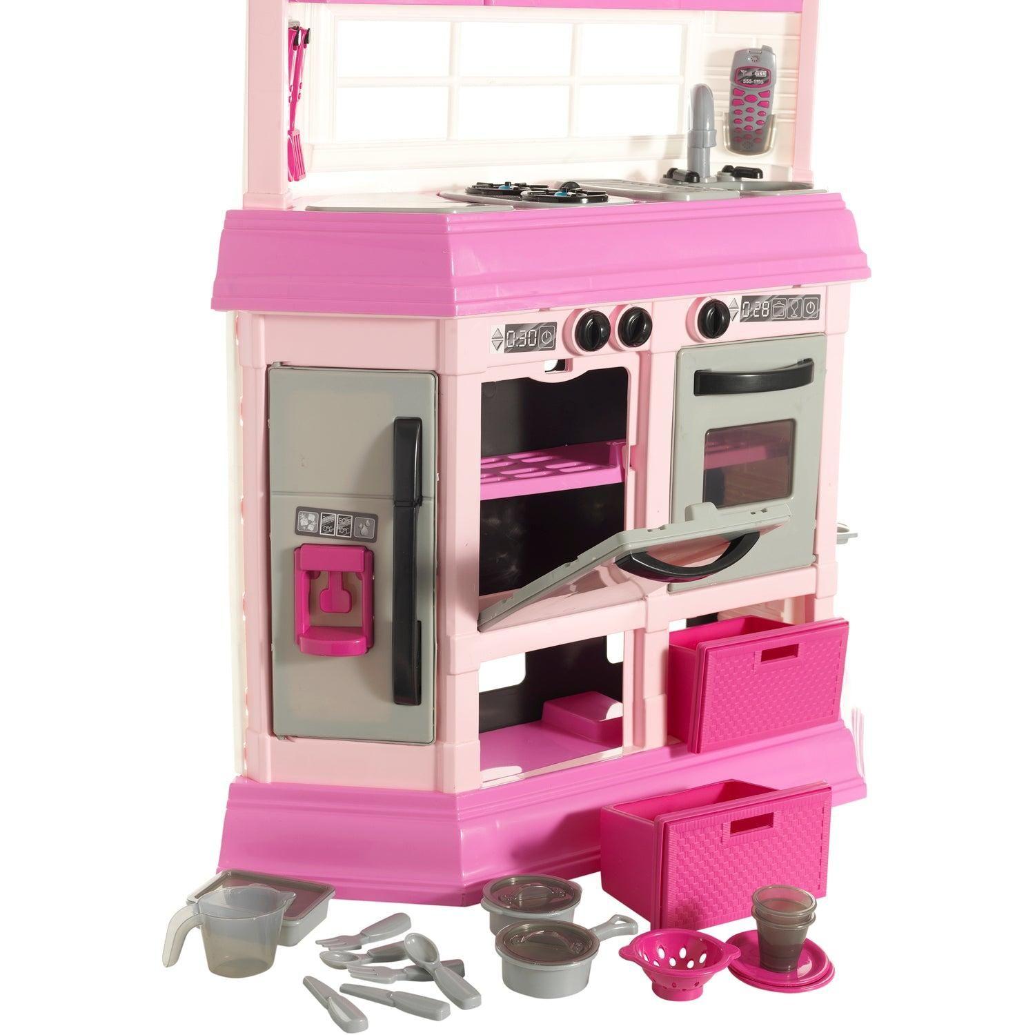 Cocina Juguete Plastica Rosada + Accesorios 83x32x96Cm-2
