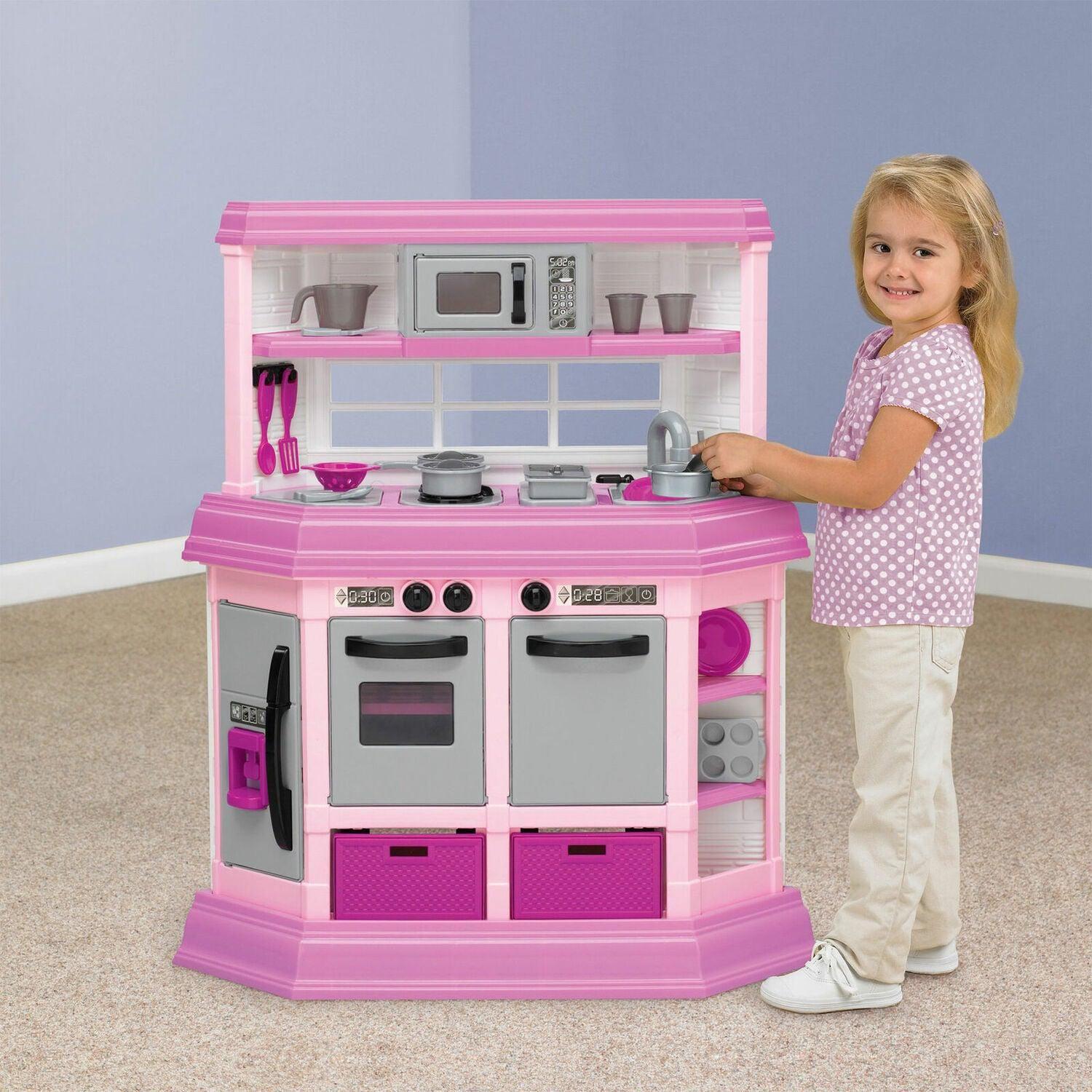 Cocina Juguete Plastica Rosada + Accesorios 83x32x96Cm-3