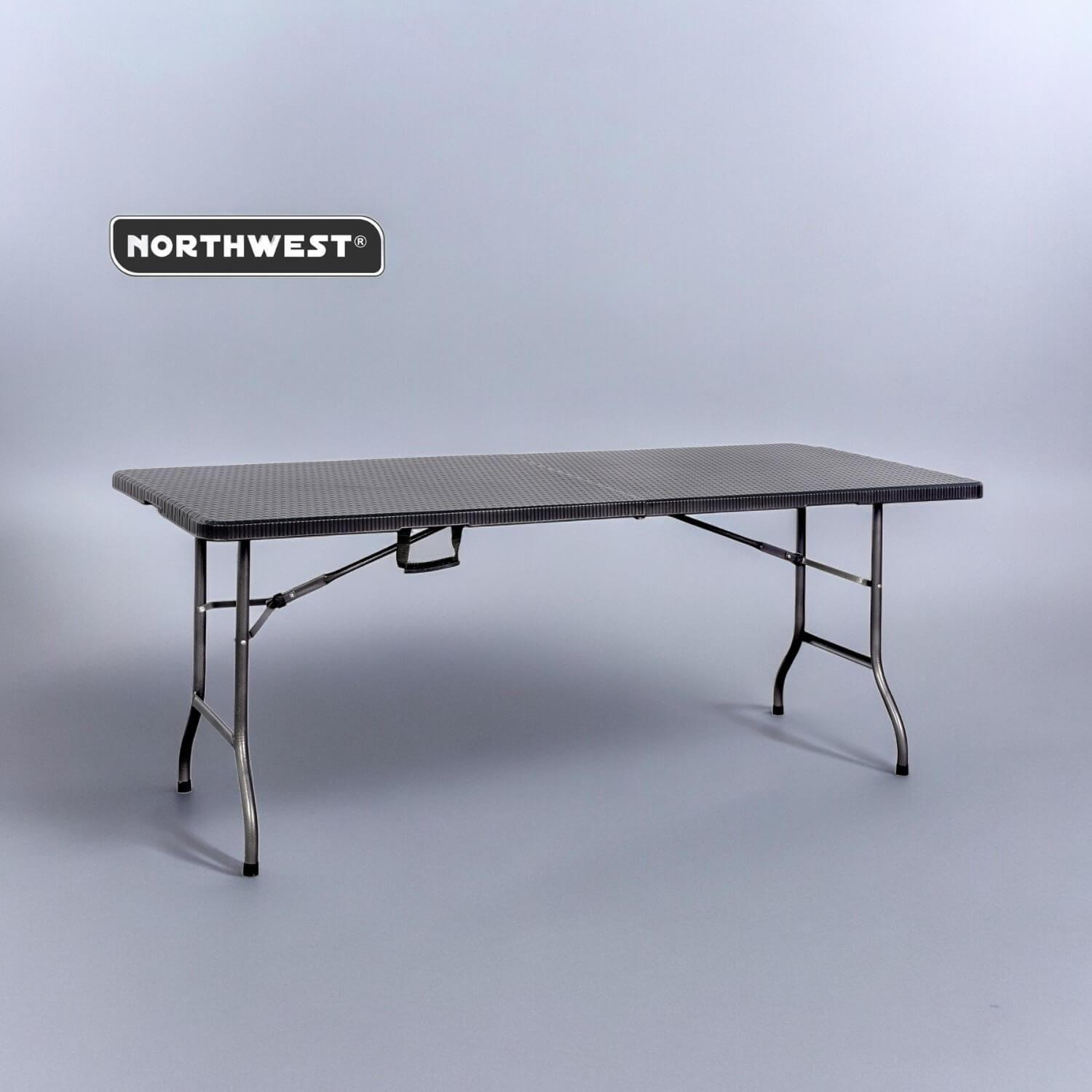 Mesa Plegable Rectangular 180X74Cm Diseño Ratan Café Northwest-5