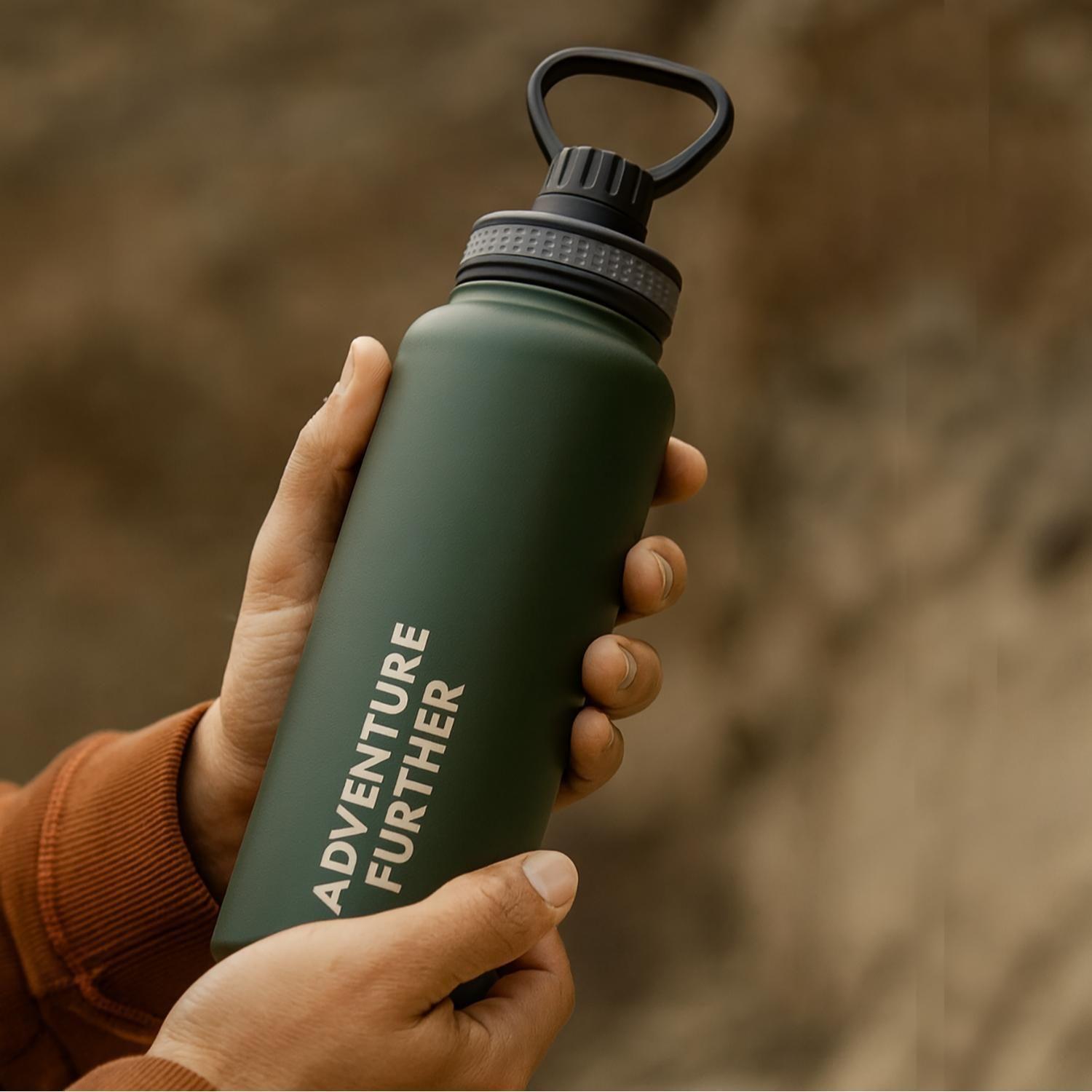 Botella Metálica Térmica Insulada 900ml Verde NatGeo-5