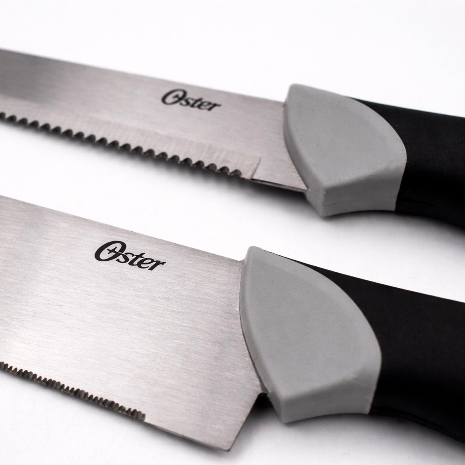 Set Cuchillos acero inox Lindbergh 14 pcs taco café oscuro Oster-3