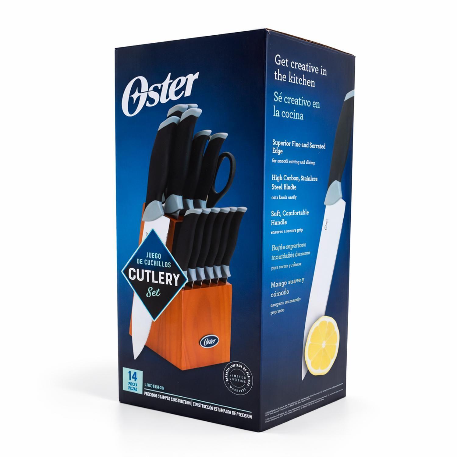 Set Cuchillos acero inox Lindbergh 14 pcs taco café oscuro Oster-4