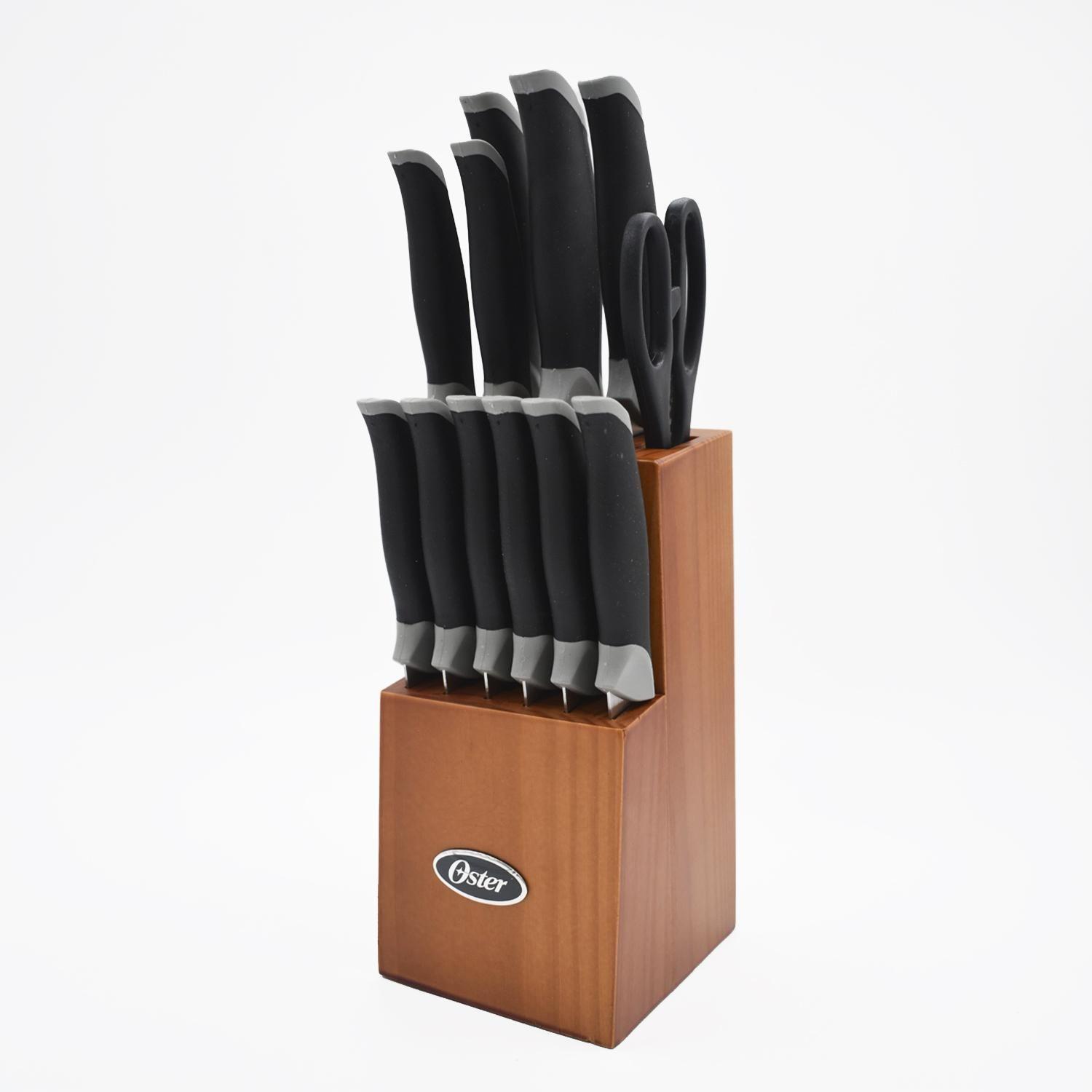 Set Cuchillos acero inox Lindbergh 14 pcs taco café oscuro Oster-5