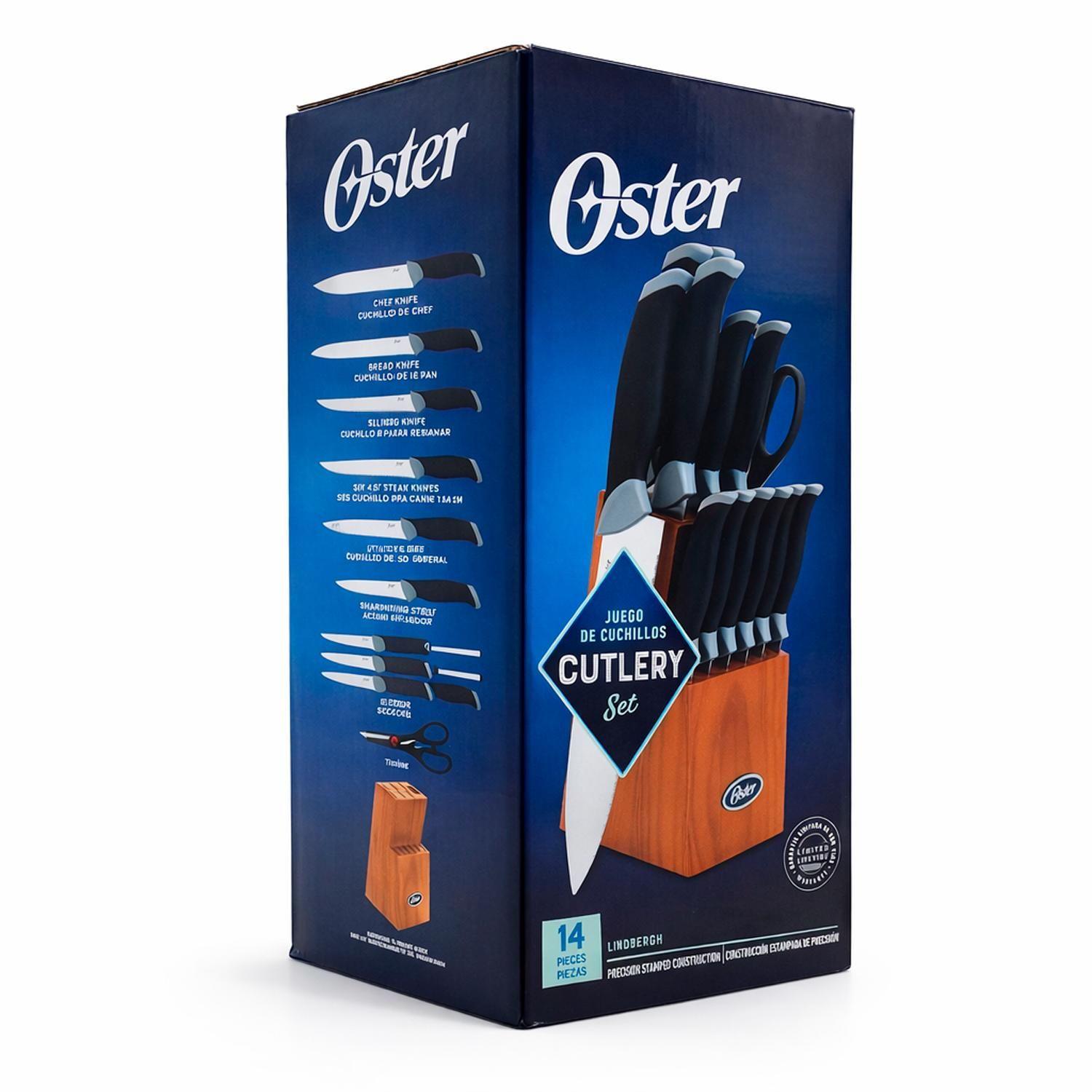 Set Cuchillos acero inox Lindbergh 14 pcs taco café oscuro Oster-7
