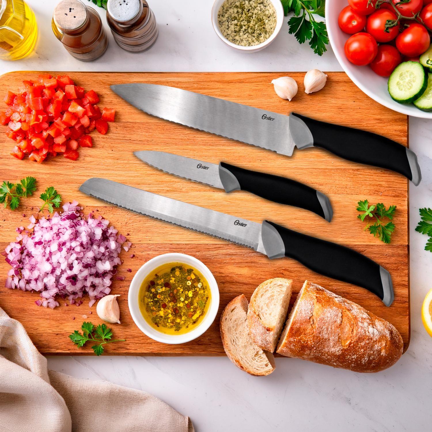 Set Cuchillos acero inox Lindbergh 14 pcs taco café oscuro Oster-9