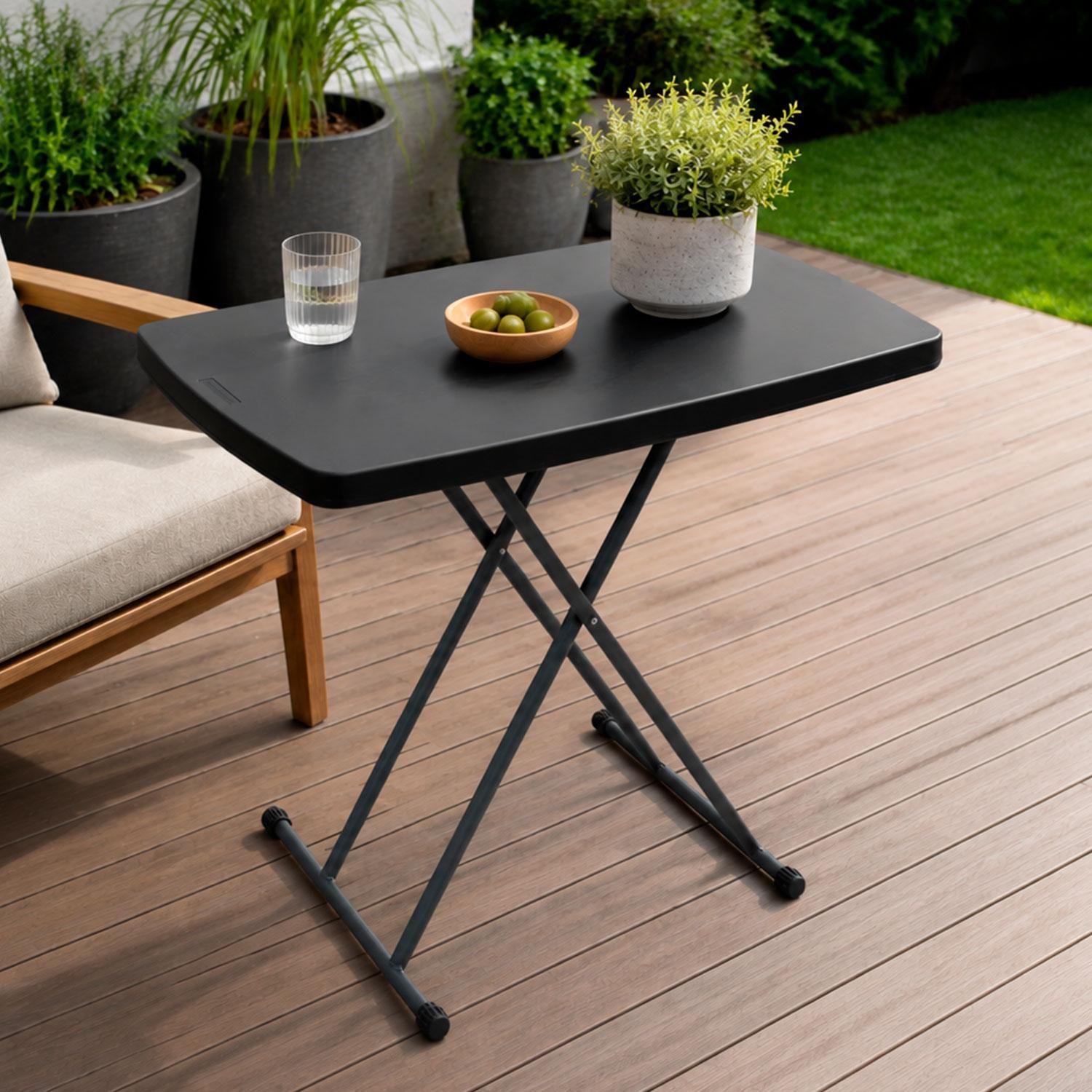 Mesa Plegable Rectangular 77.5X50Cm Beige - Altura Ajustable-5
